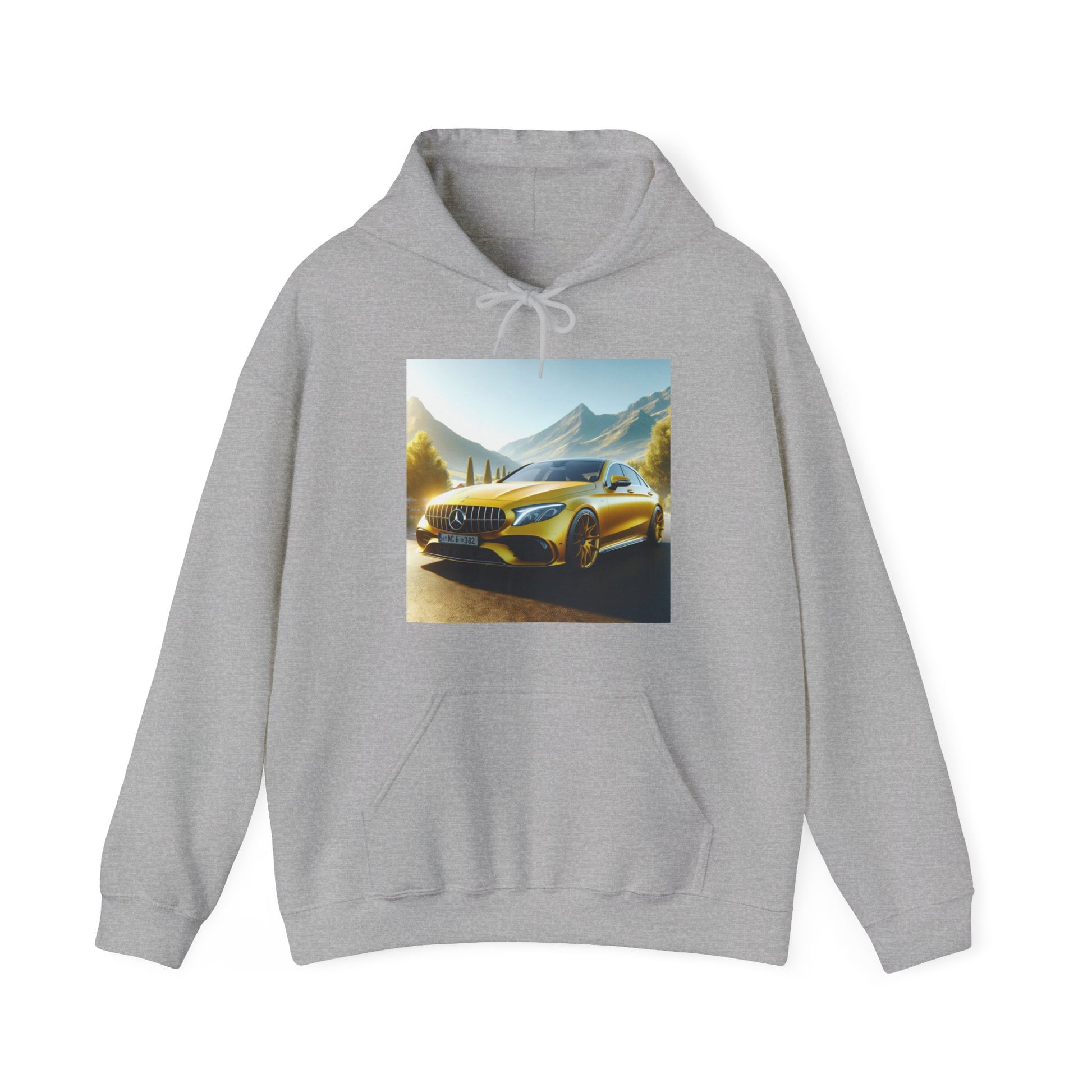 Yellow Mercedes Hoodie Hoodie Printify Sport Grey S