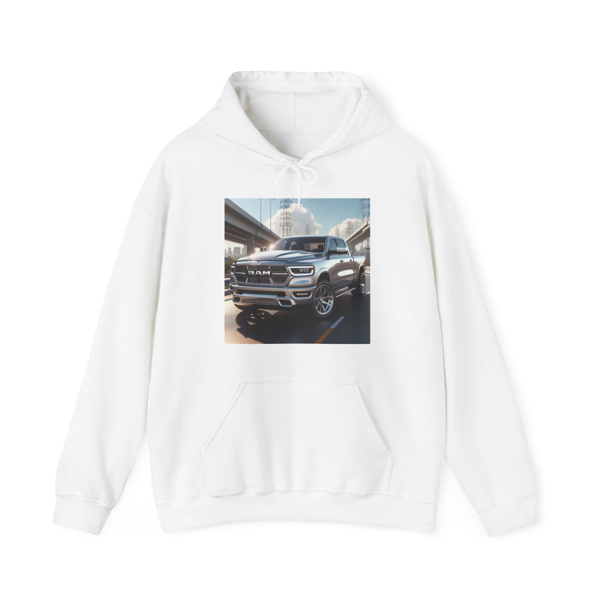 Silver Dodge Ram Hoodie Hoodie Printify White S