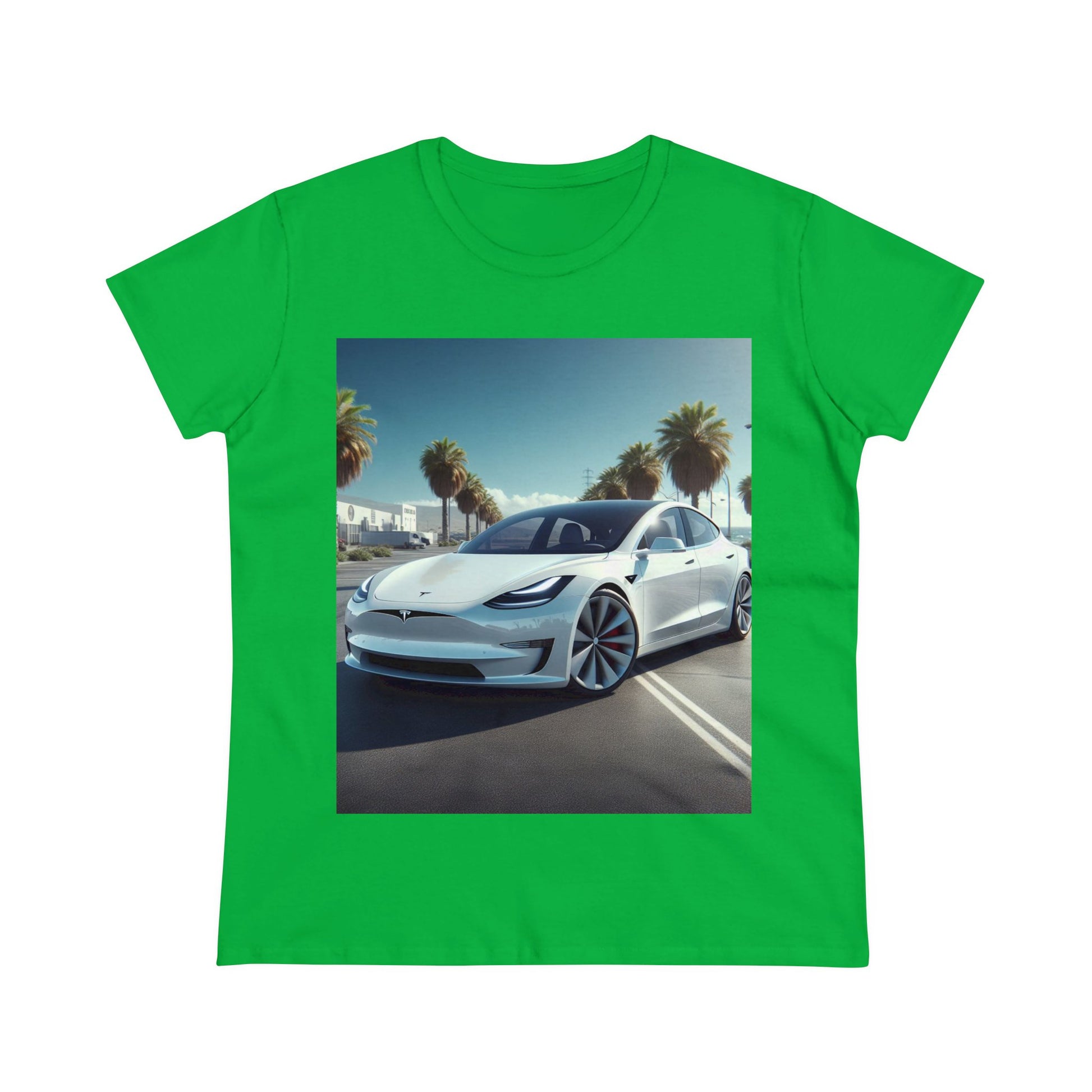 White Tesla T-Shirt T-Shirt Printify Irish Green S