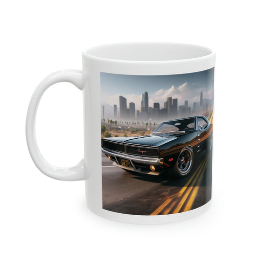 1970 Black Dodge Charger Mug Mug Printify 11oz