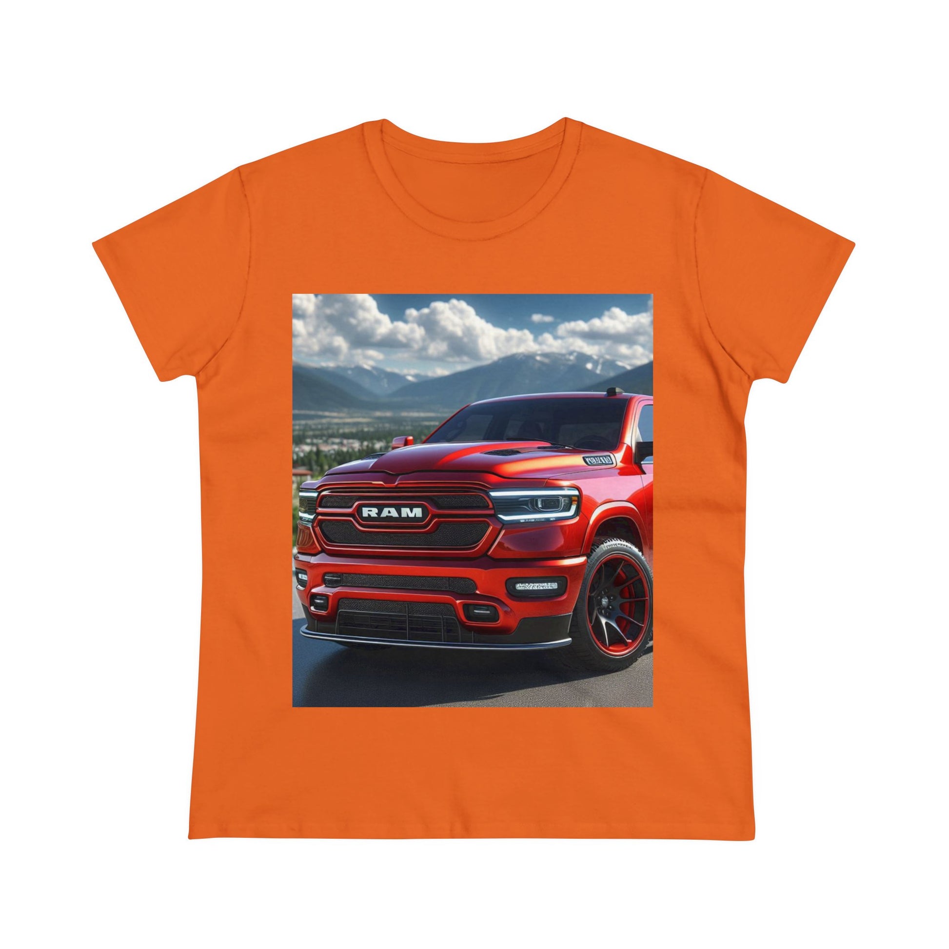 Red Dodge Ram T-Shirrt T-Shirt Printify Orange S