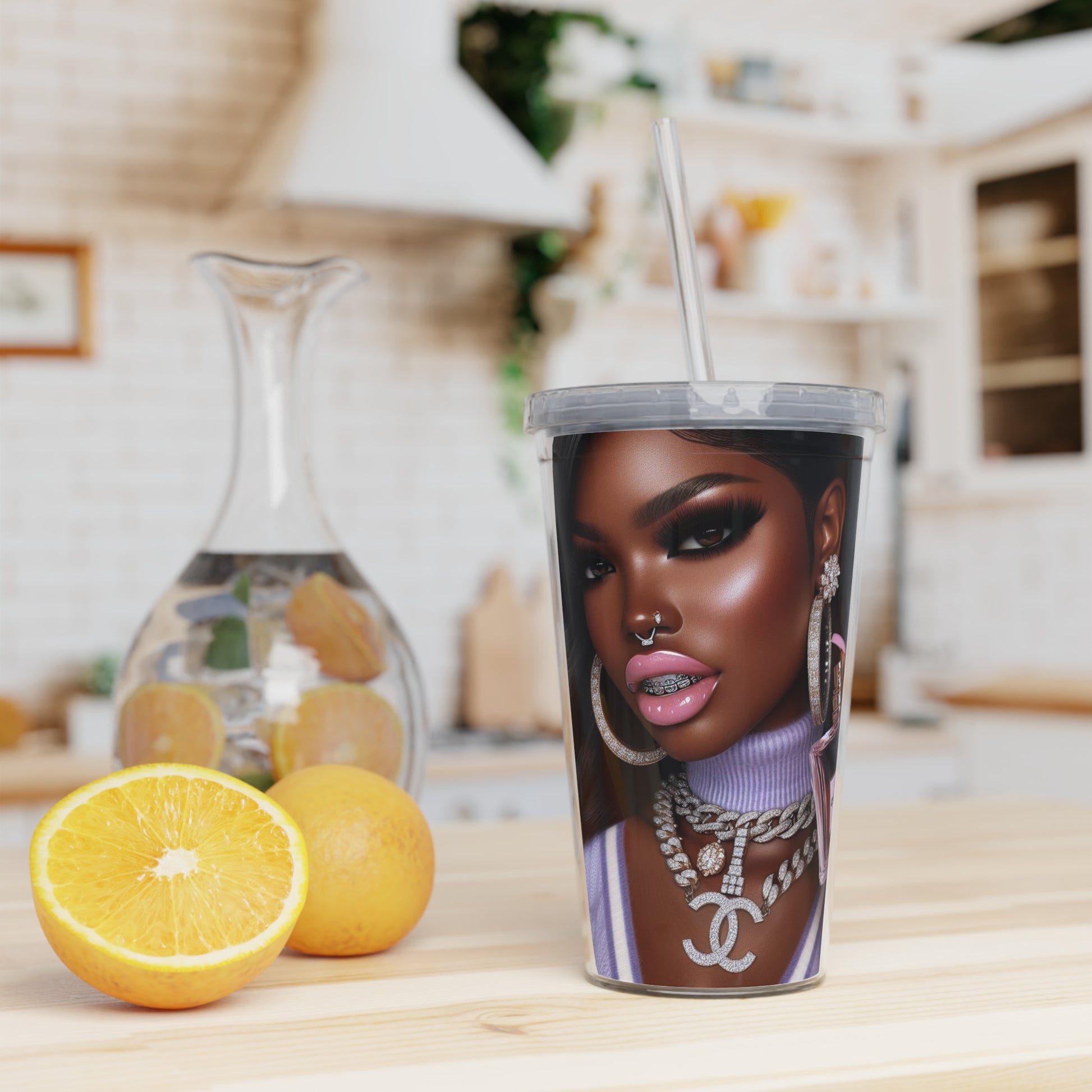 Chanel Please Tumbler with Straw Mug Printify