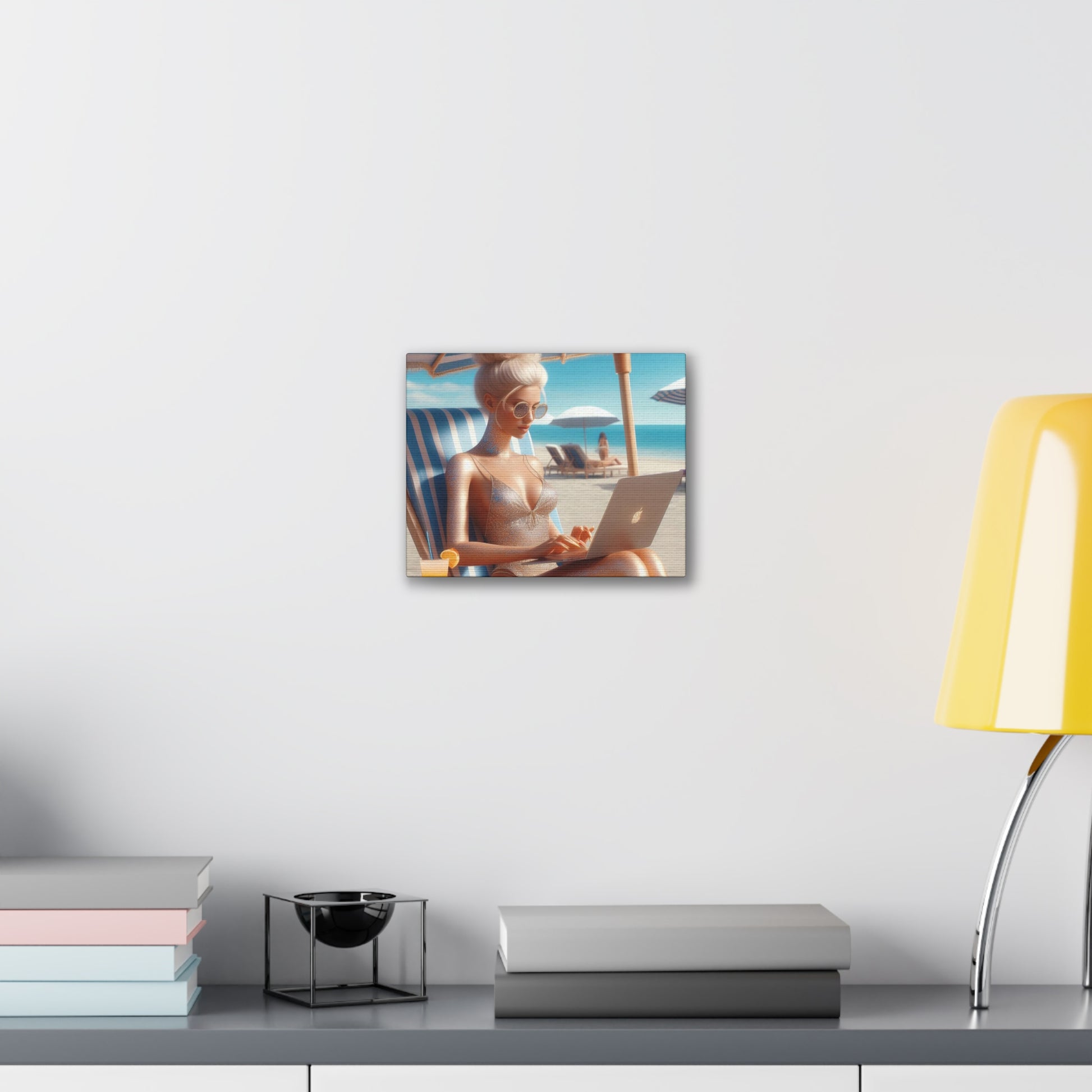 Work Day at the Beach Canvas Canvas Printify 10" x 8" (Horizontal) 0.75''