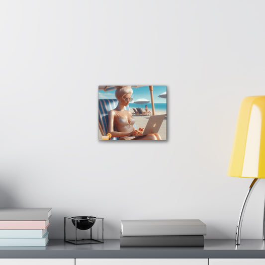 Work Day at the Beach Canvas Canvas Printify 10" x 8" (Horizontal) 0.75''