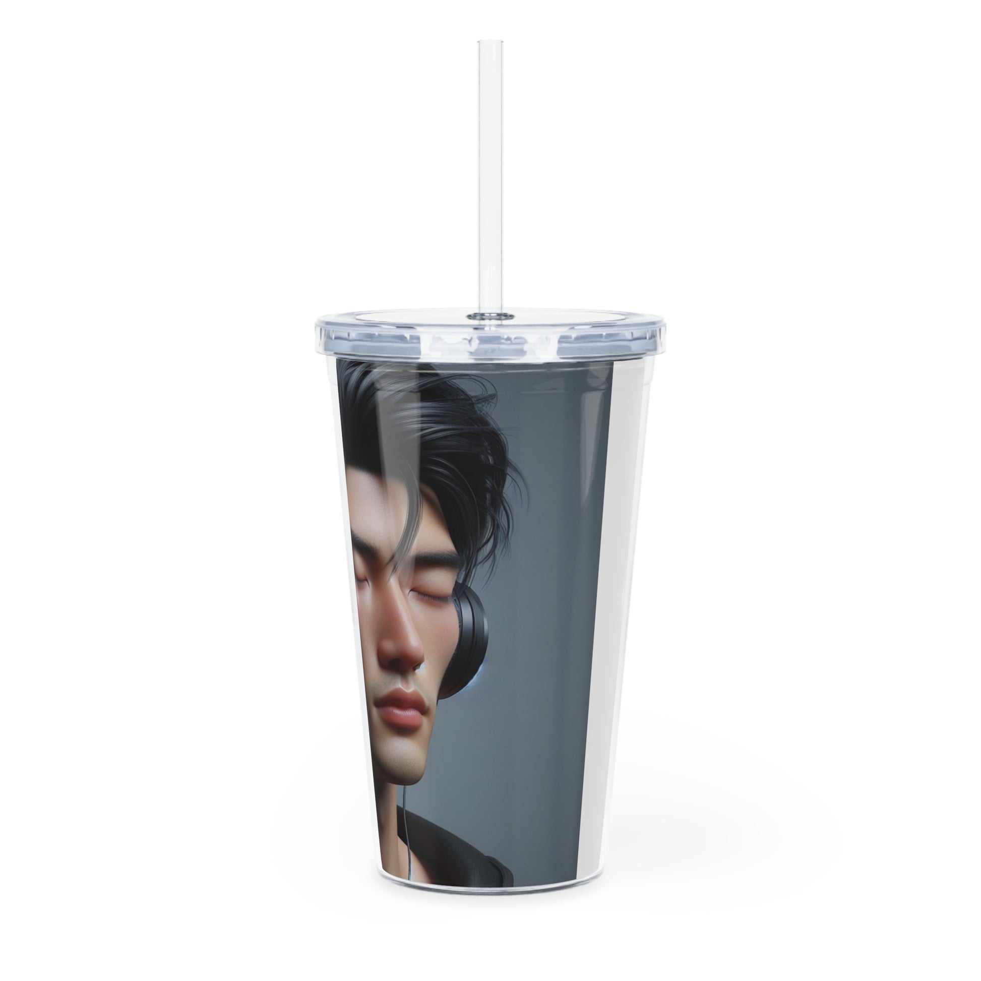 Music Vibes Plastic Tumbler with Straw Mug Printify