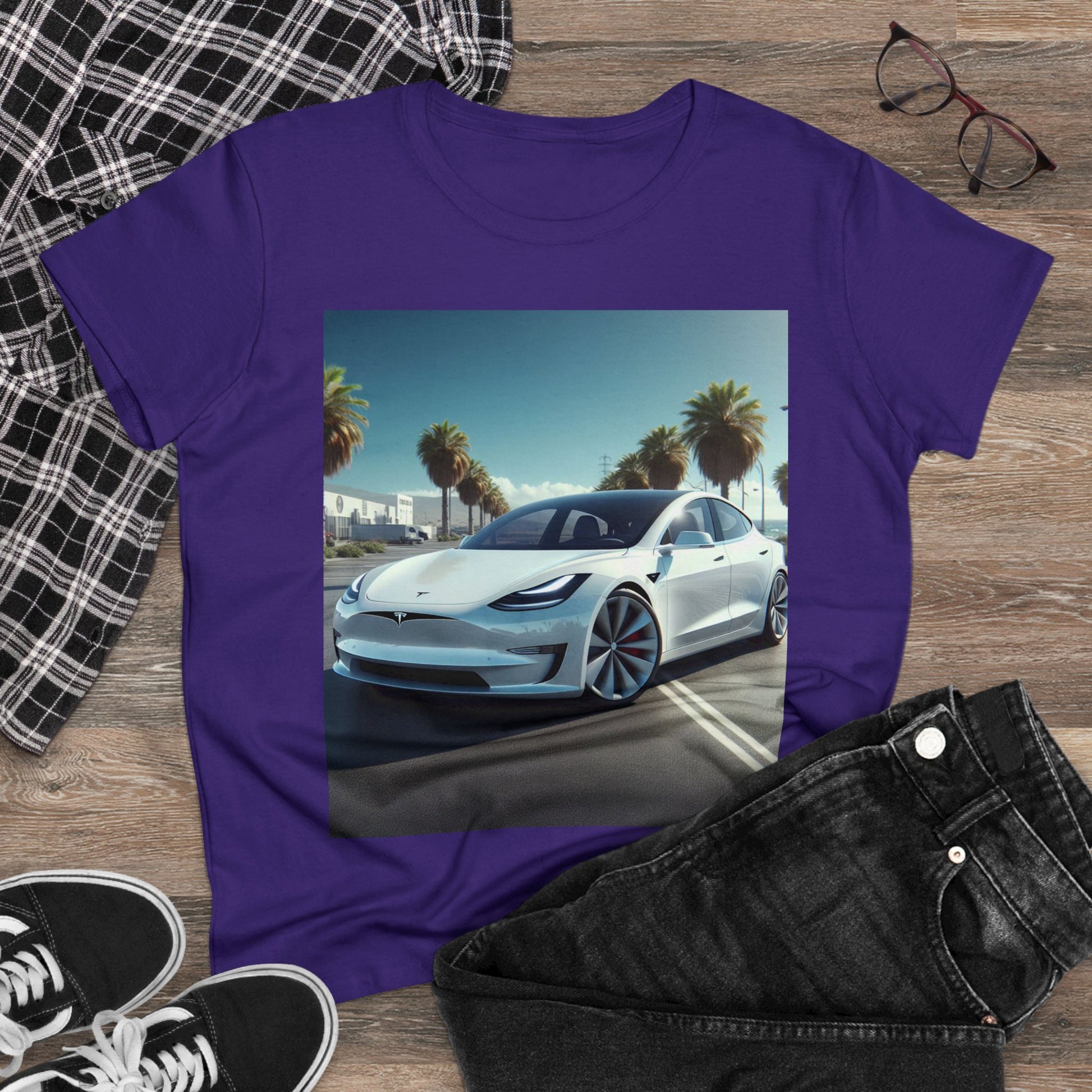 White Tesla T-Shirt T-Shirt Printify