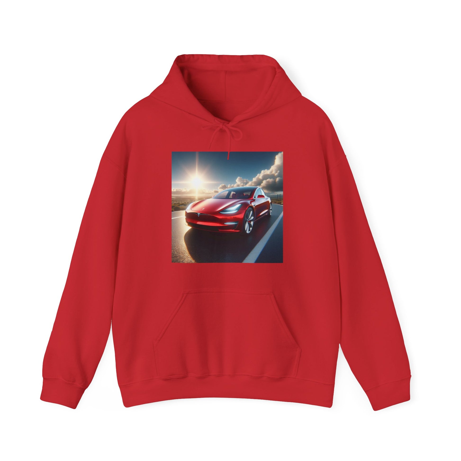 Red Tesla Hoodie Hoodie Printify Red S