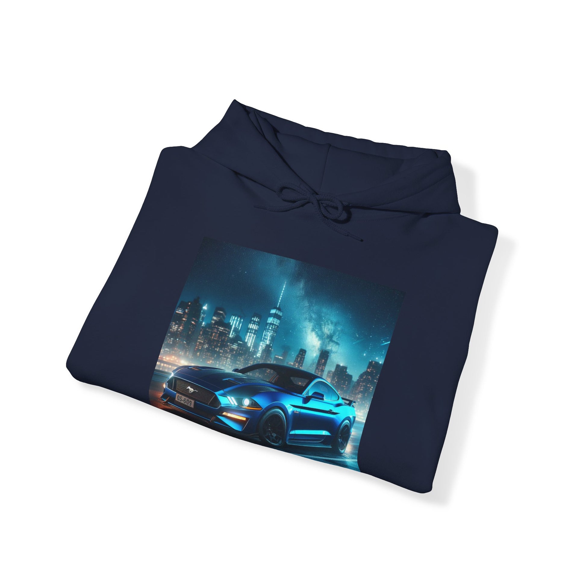 Blue Mustang Hoodie Hoodie Printify