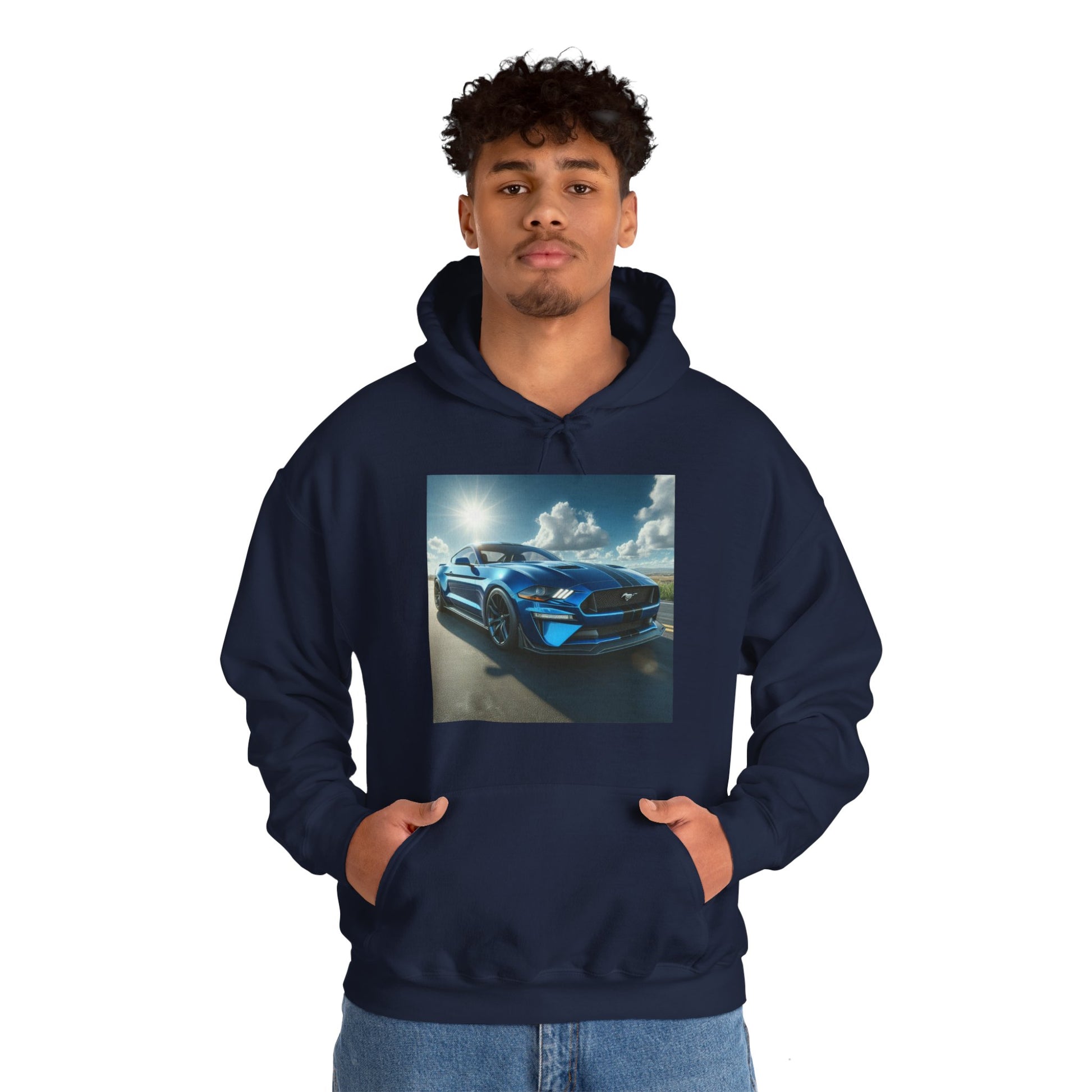 Blue Mustang Hoodie Hoodie Printify