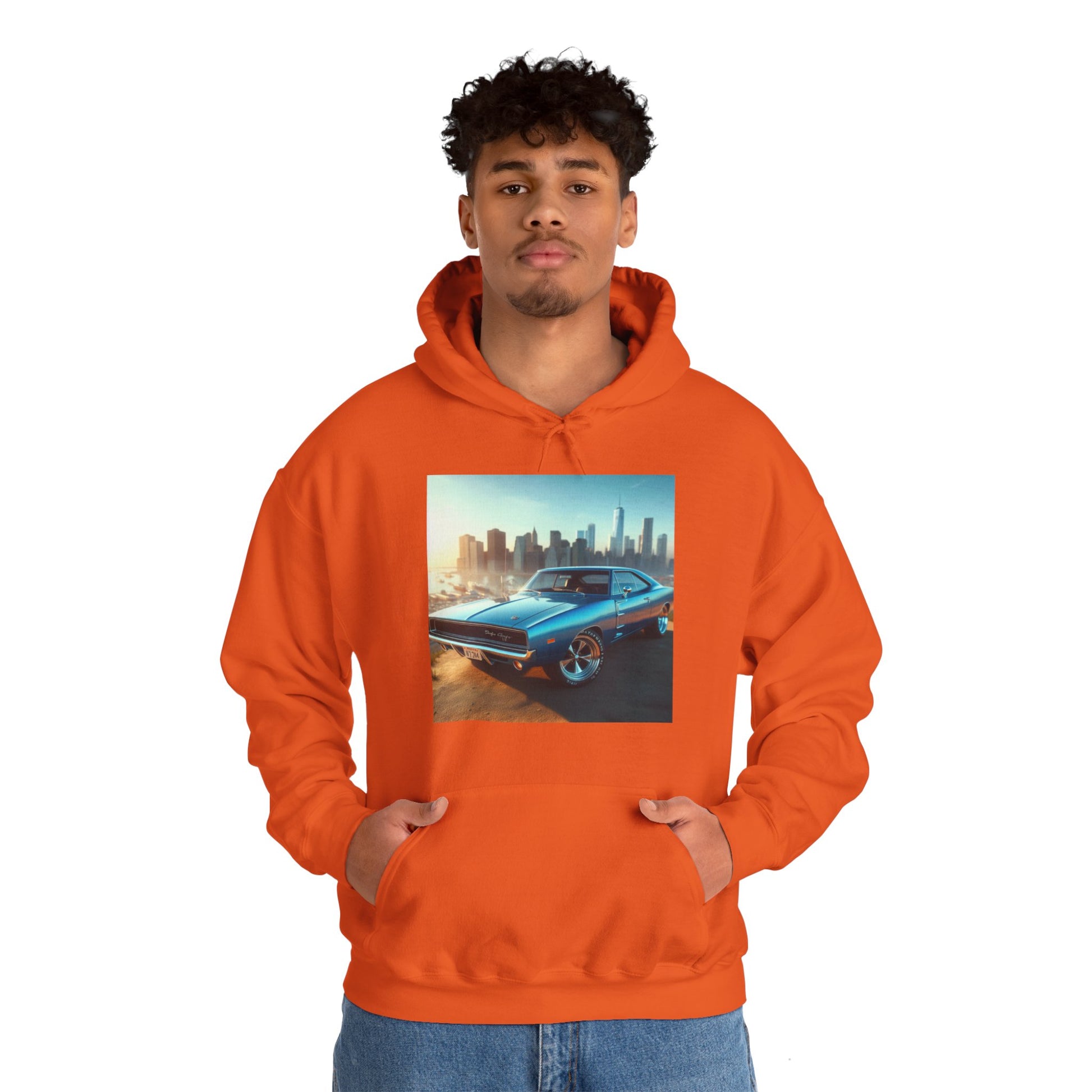 1970 Blue Dodge Charger Hoodie Hoodie Printify