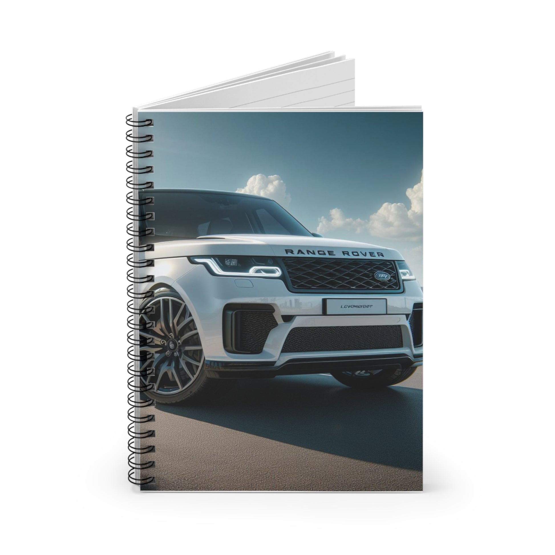 White Range Rover Spiral Notebook Paper products Printify