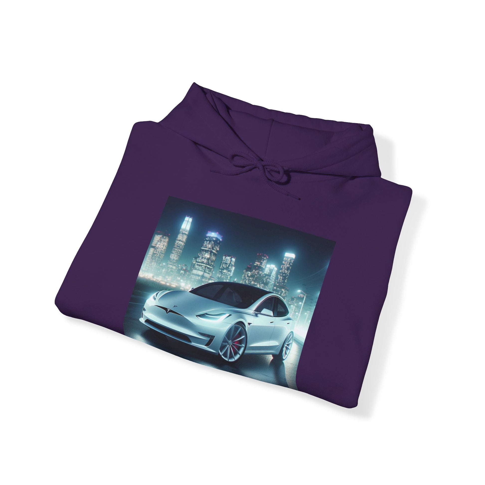 White Tesla Hoodie Hoodie Printify