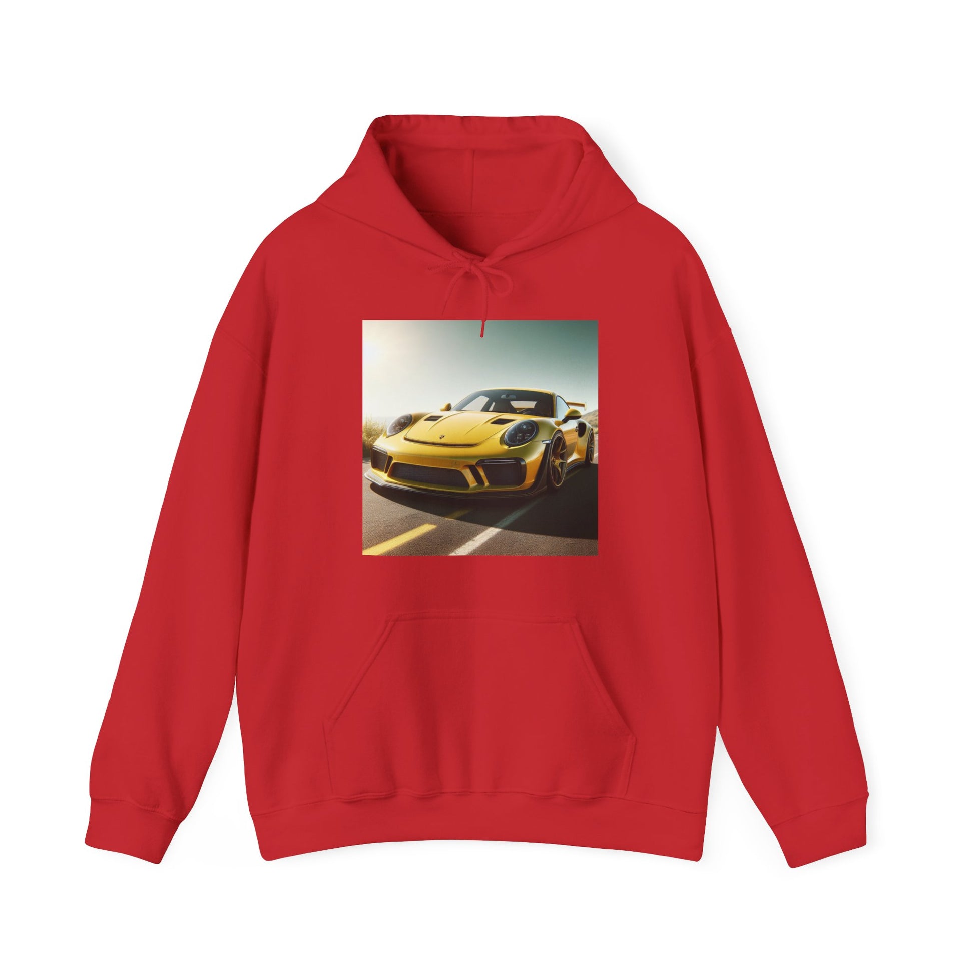 Yellow Porsche Hoodie Hoodie Printify Red S