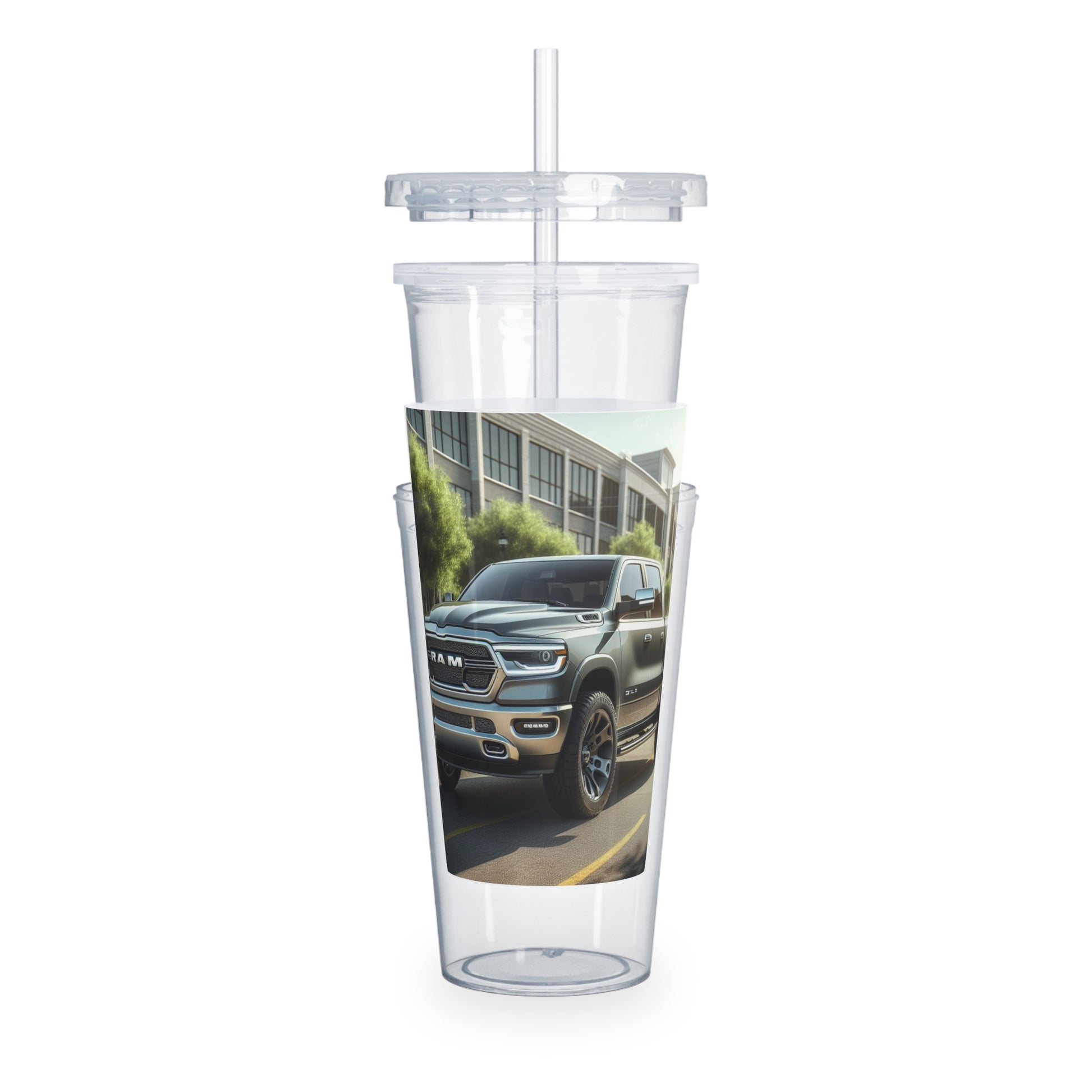 Gray Dodge Ram Tumbler with Straw Mug Printify