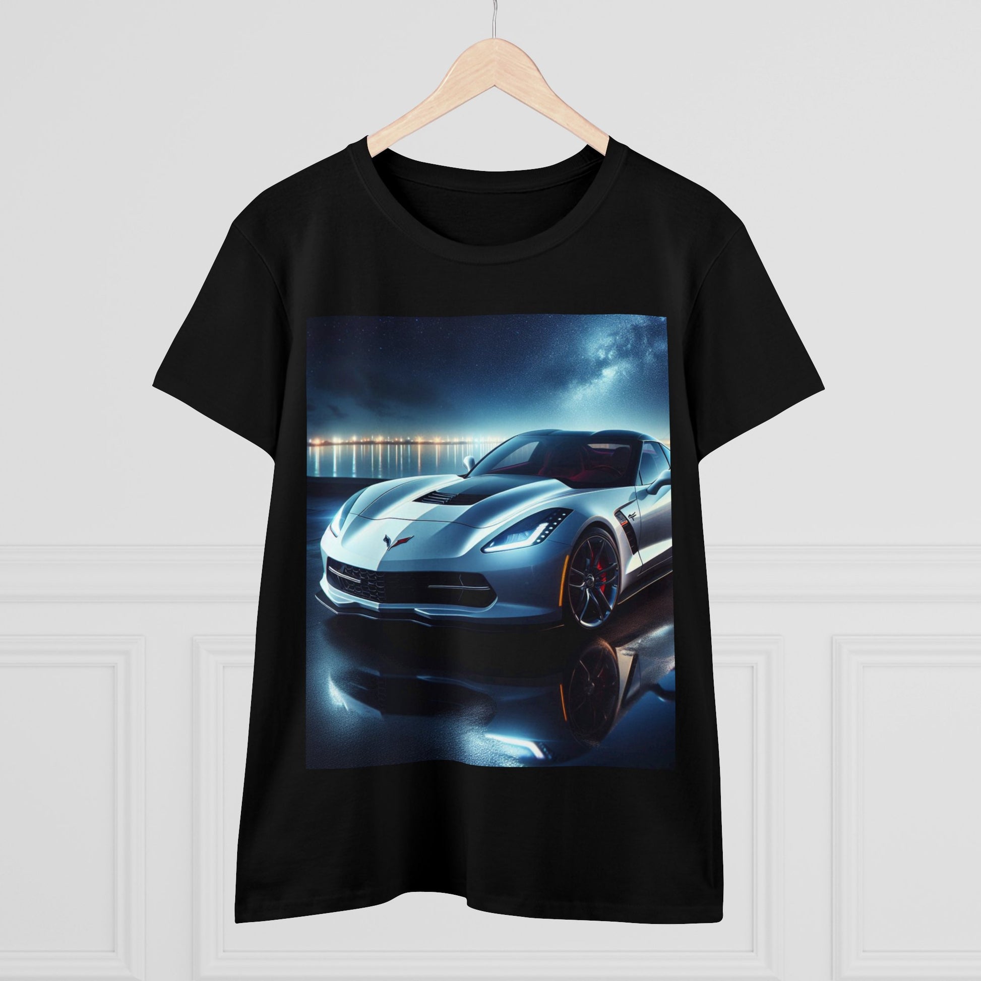 White Corvette T-Shirt T-Shirt Printify
