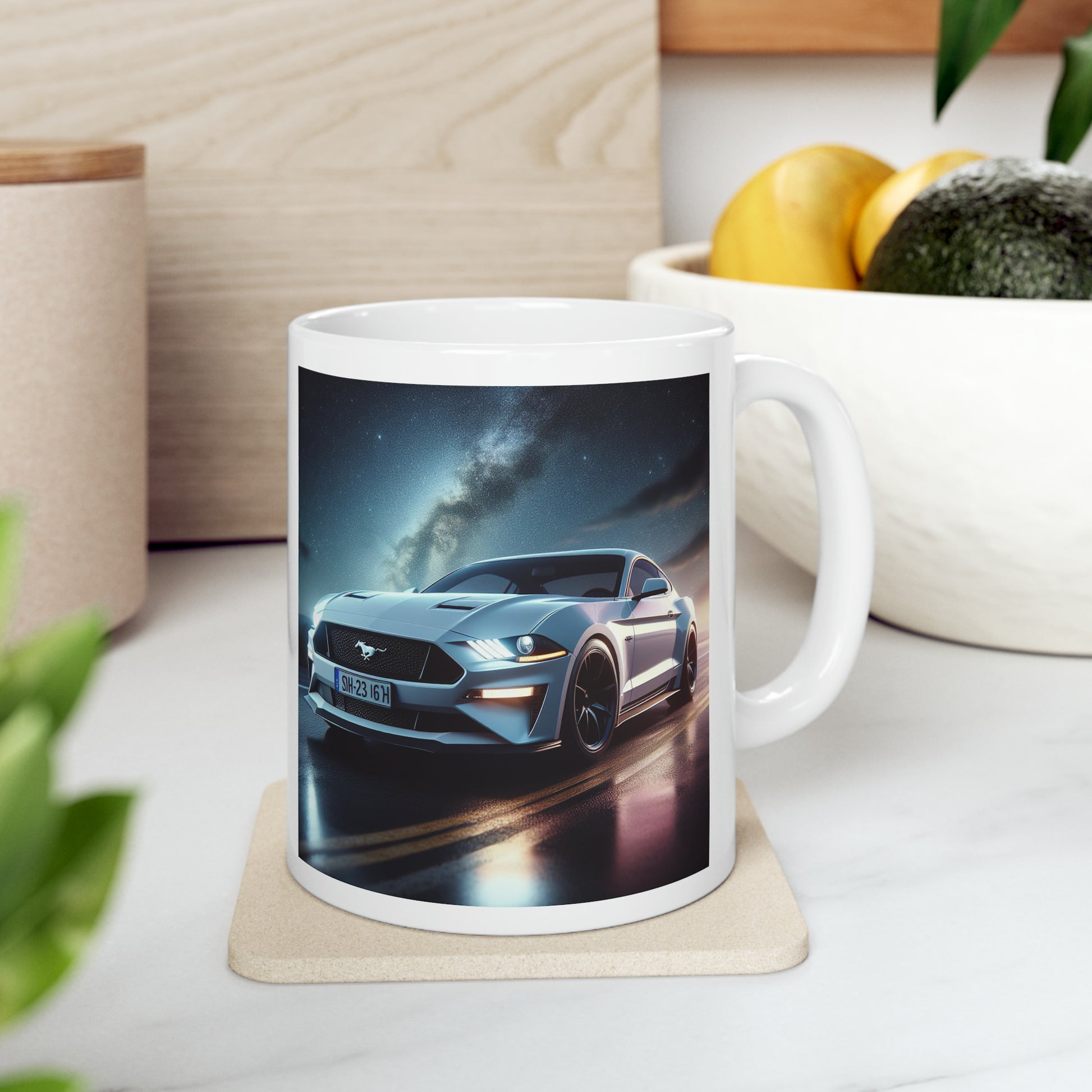 White Mustang Mug Mug Printify