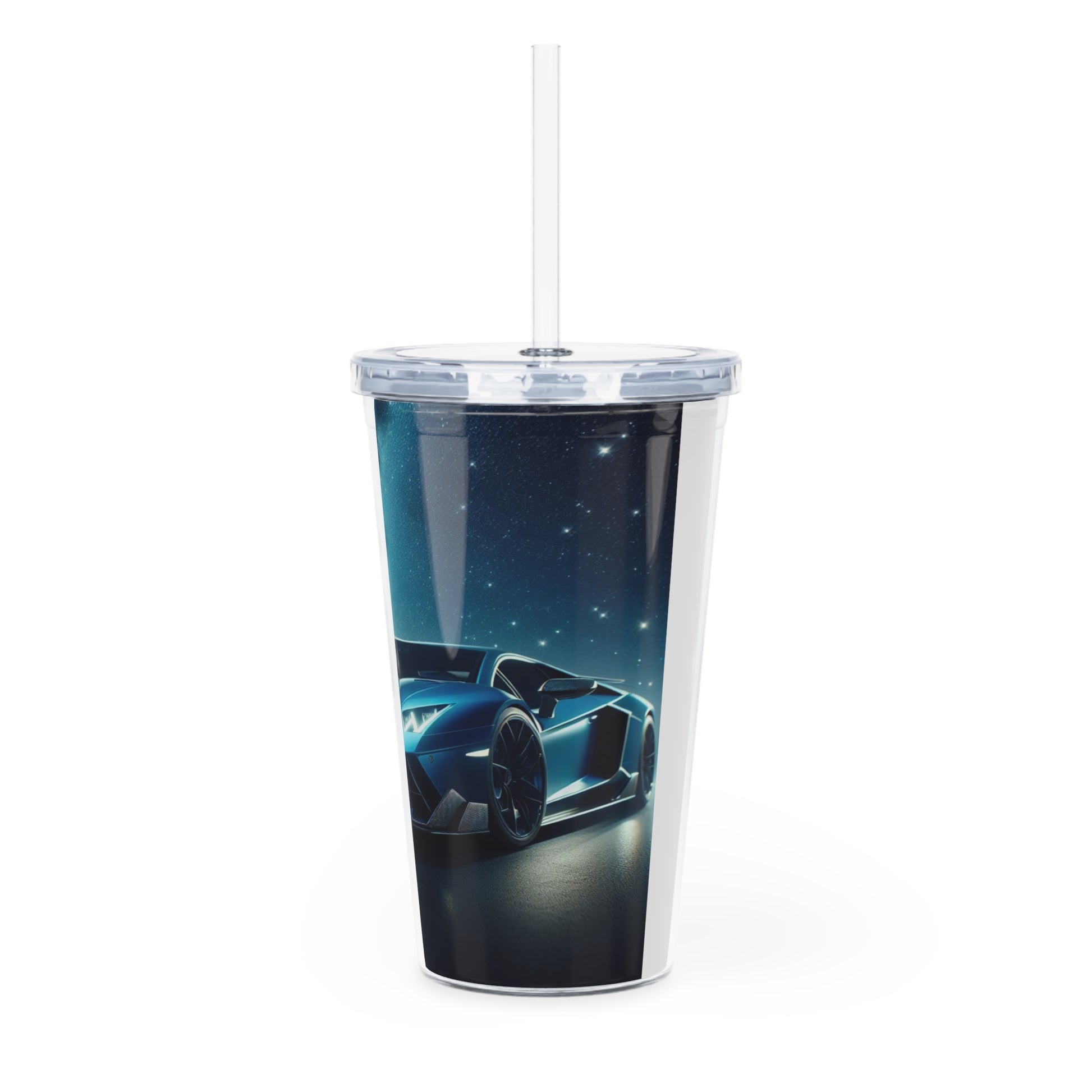 Blue Lamborghini Tumbler with Straw Mug Printify