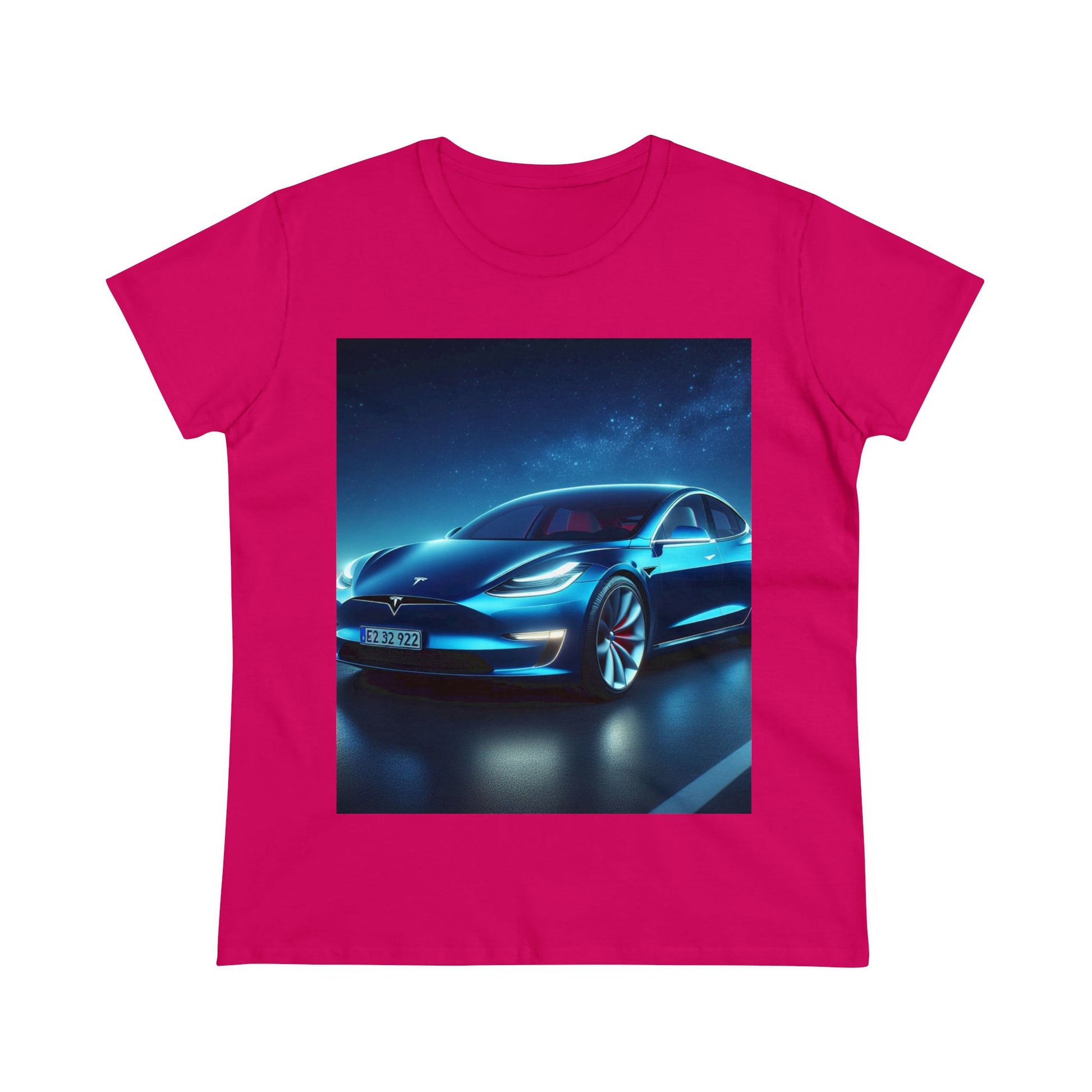 Blue Tesla T-Shirt T-Shirt Printify Heliconia S