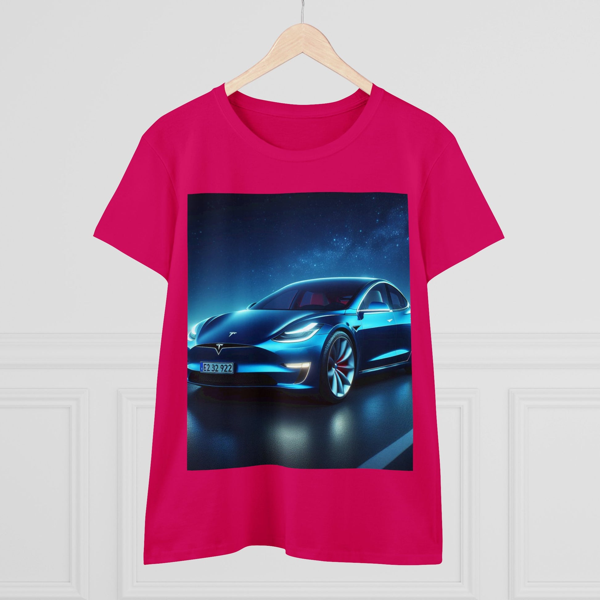 Blue Tesla T-Shirt T-Shirt Printify