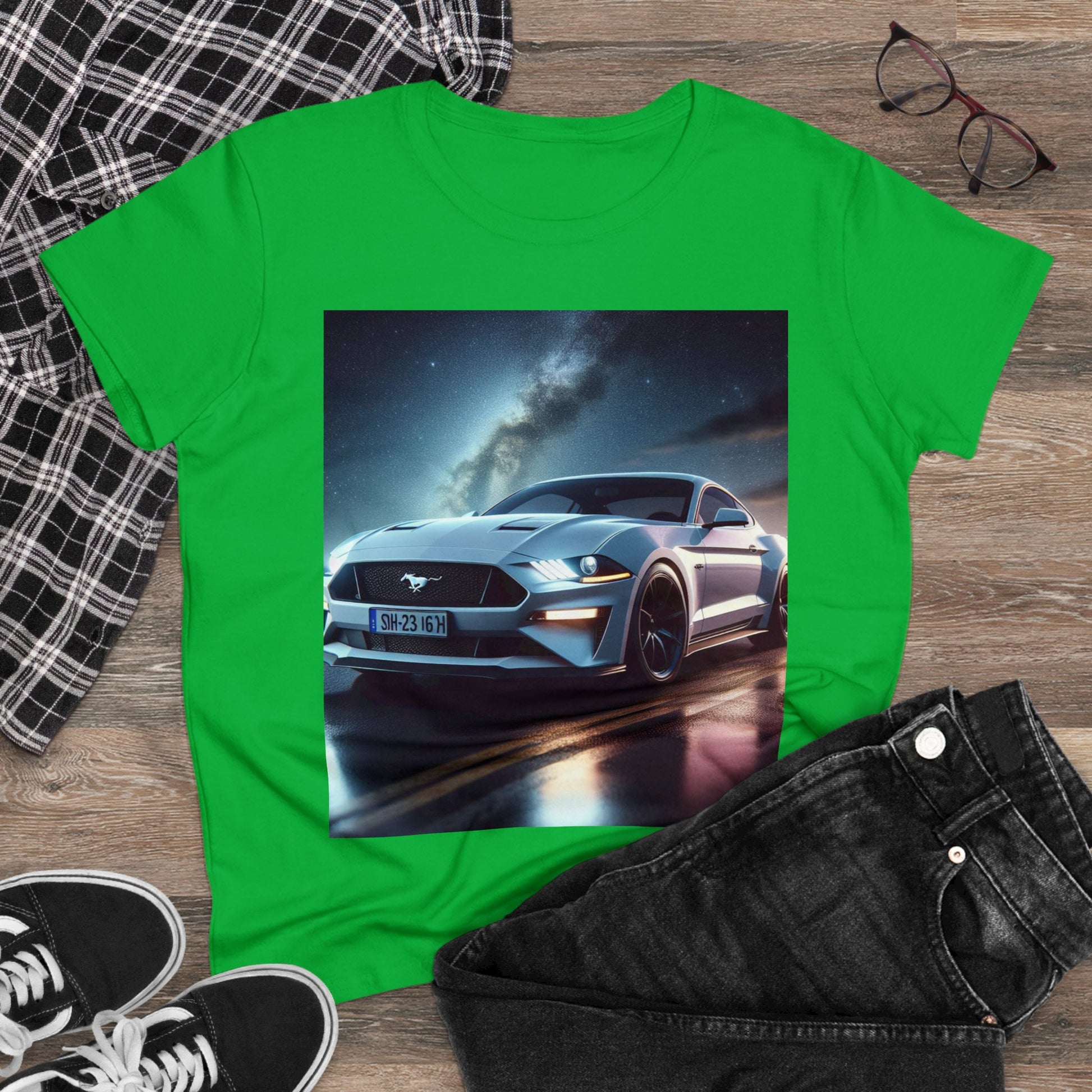 White Mustang T-Shirt T-Shirt Printify