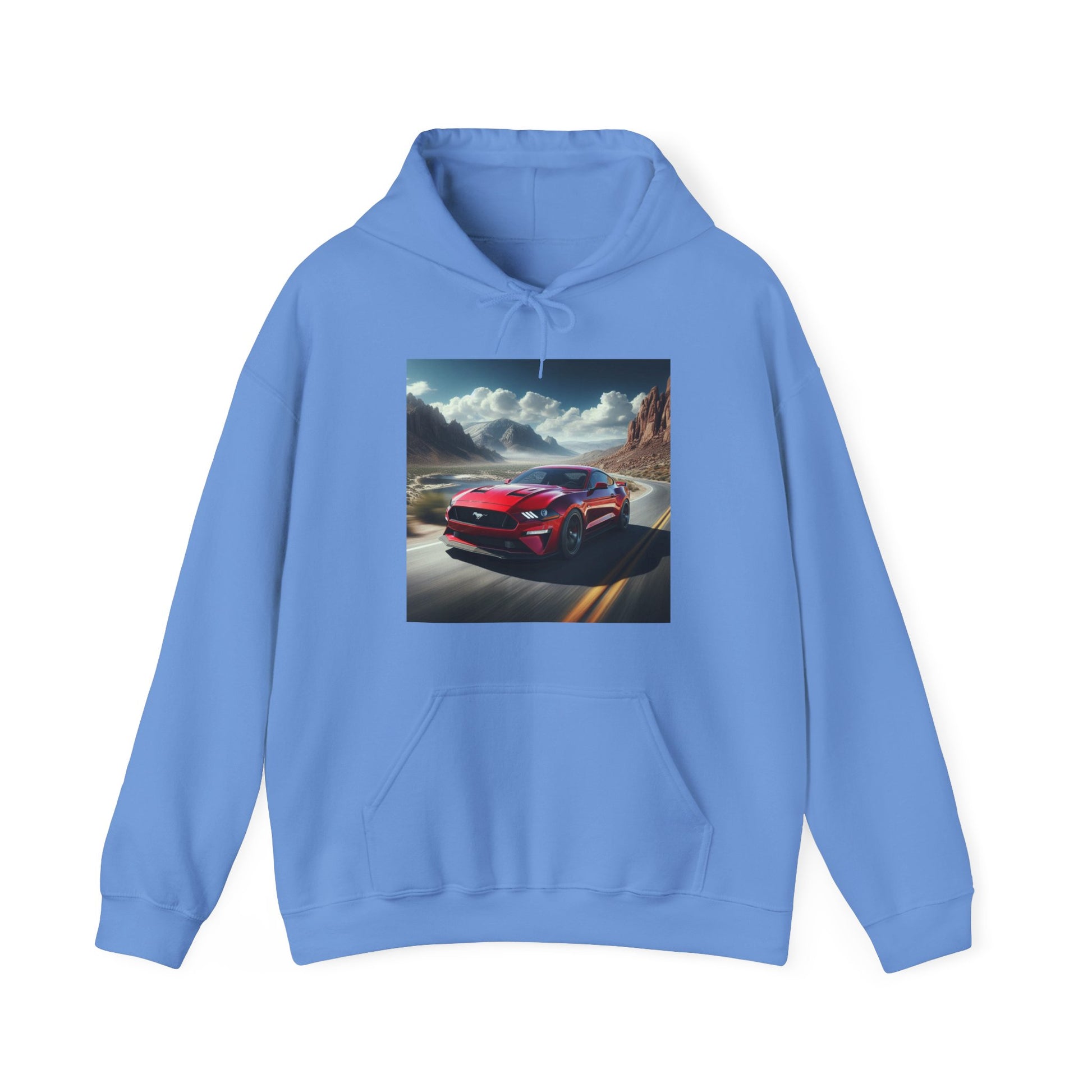 Red Mustang Hoodie Hoodie Printify Carolina Blue S