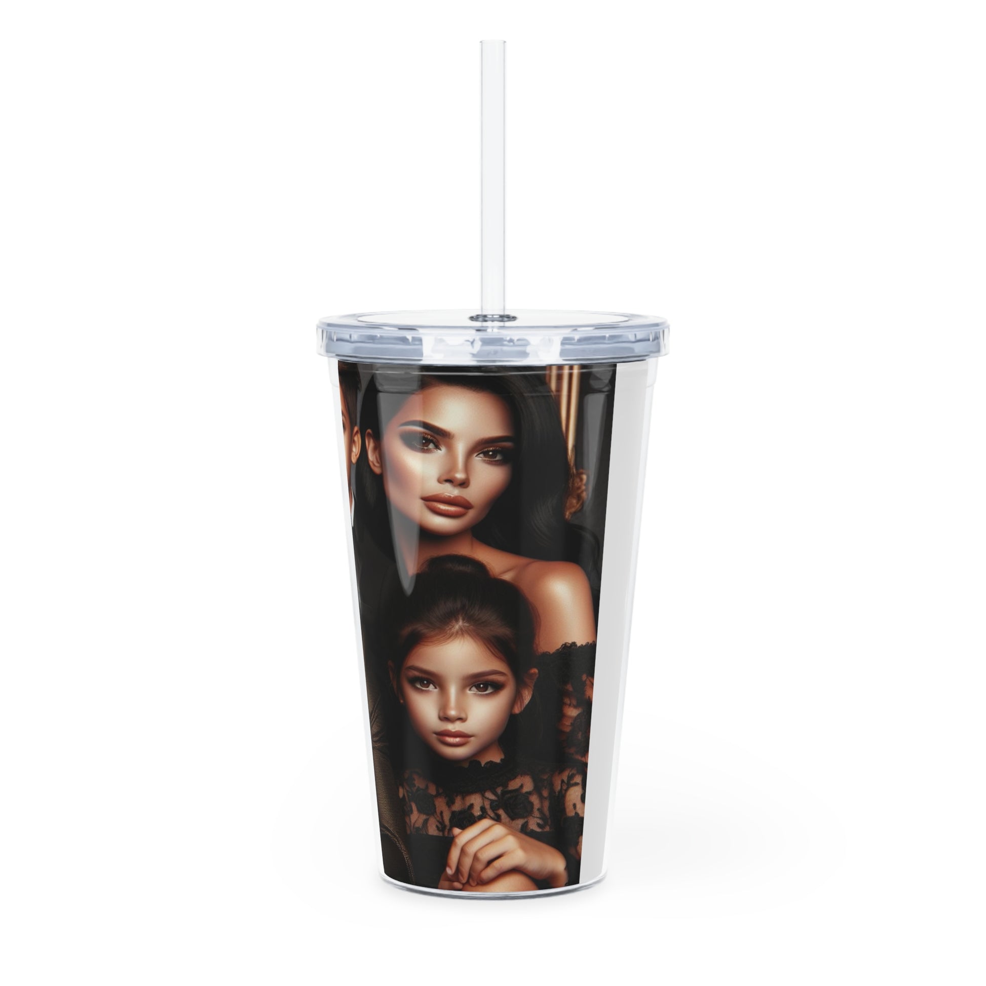 Family Portrait Tumbler with Straw Mug Printify