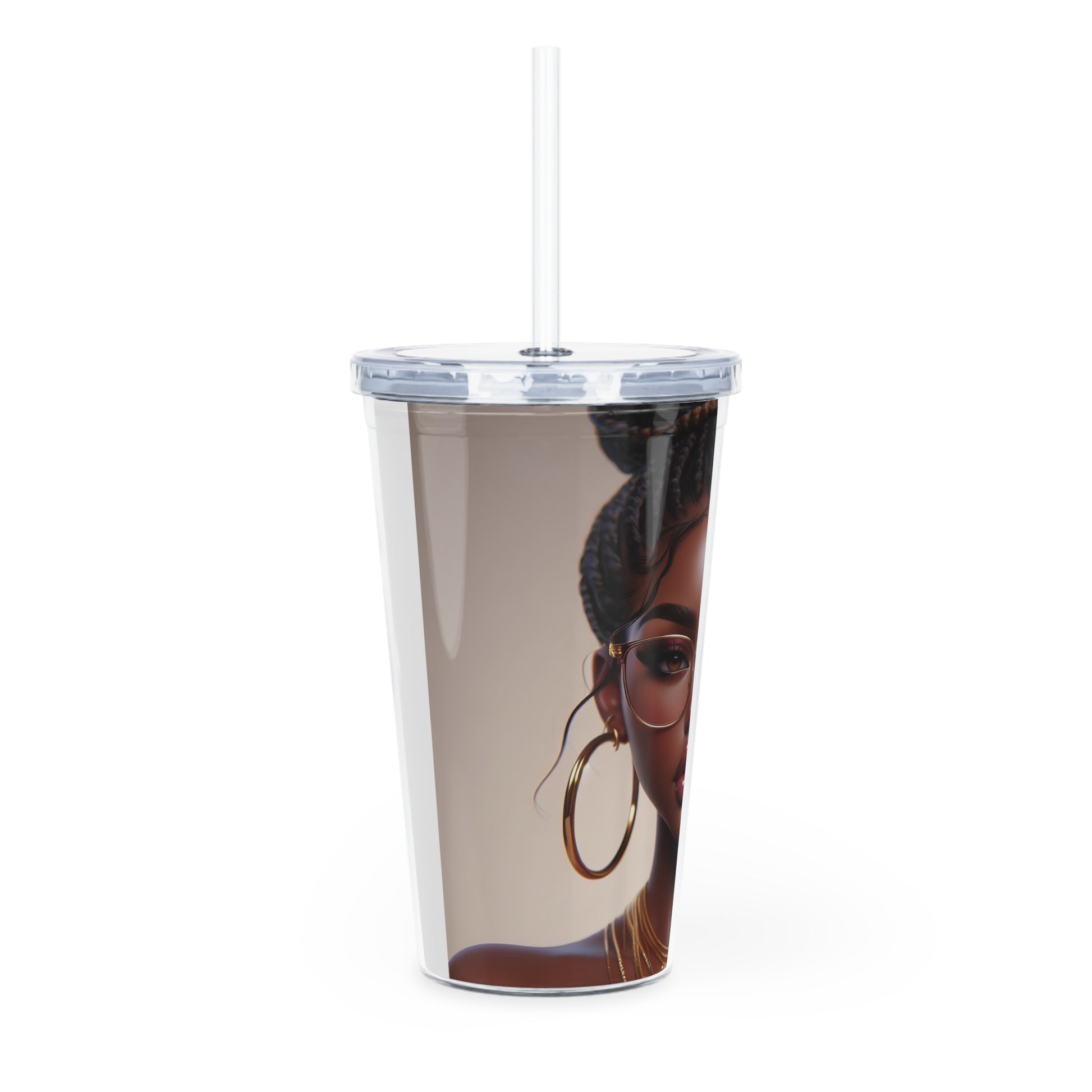 Chocolate Gold Tumbler with Straw Mug Printify