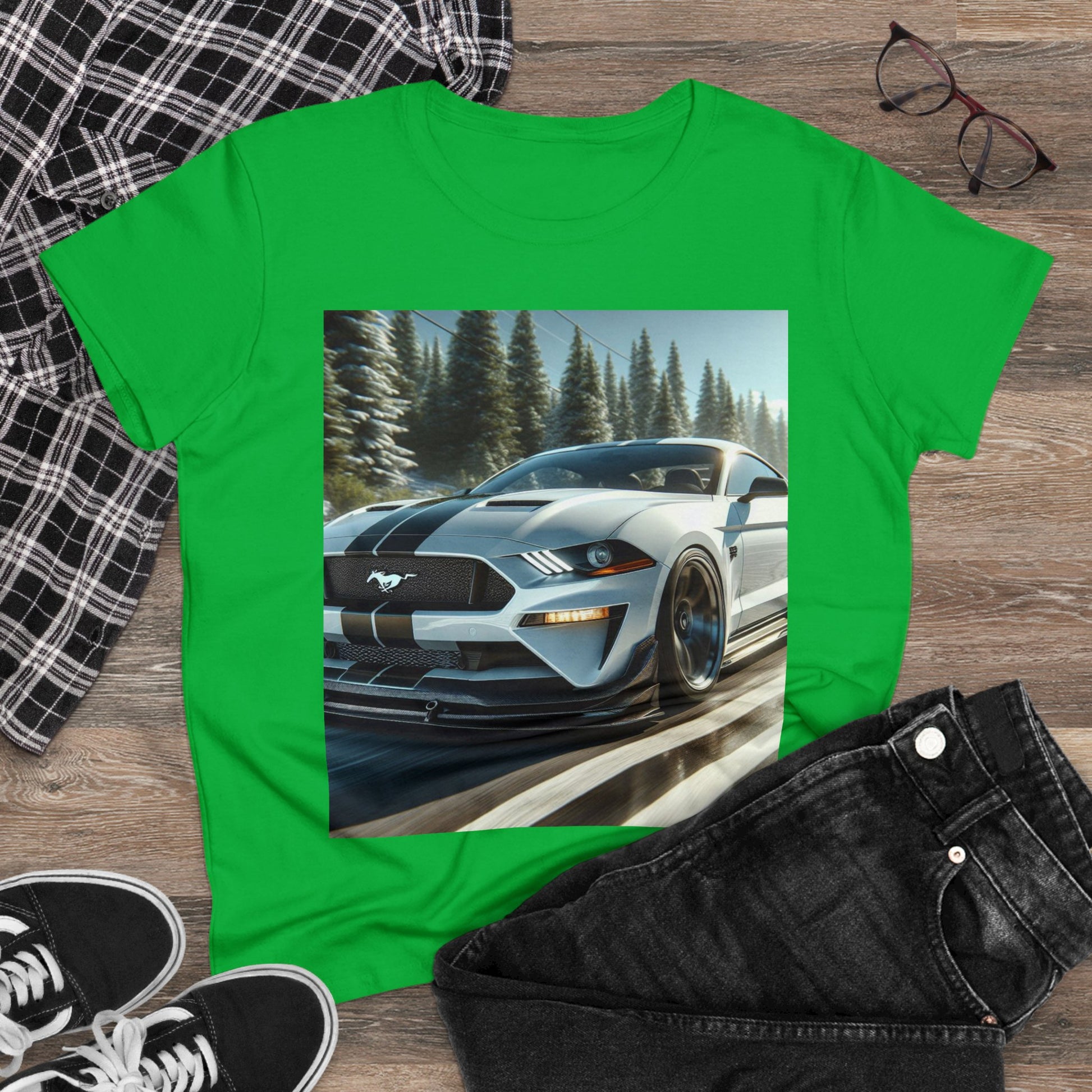White Mustang T-Shirt T-Shirt Printify