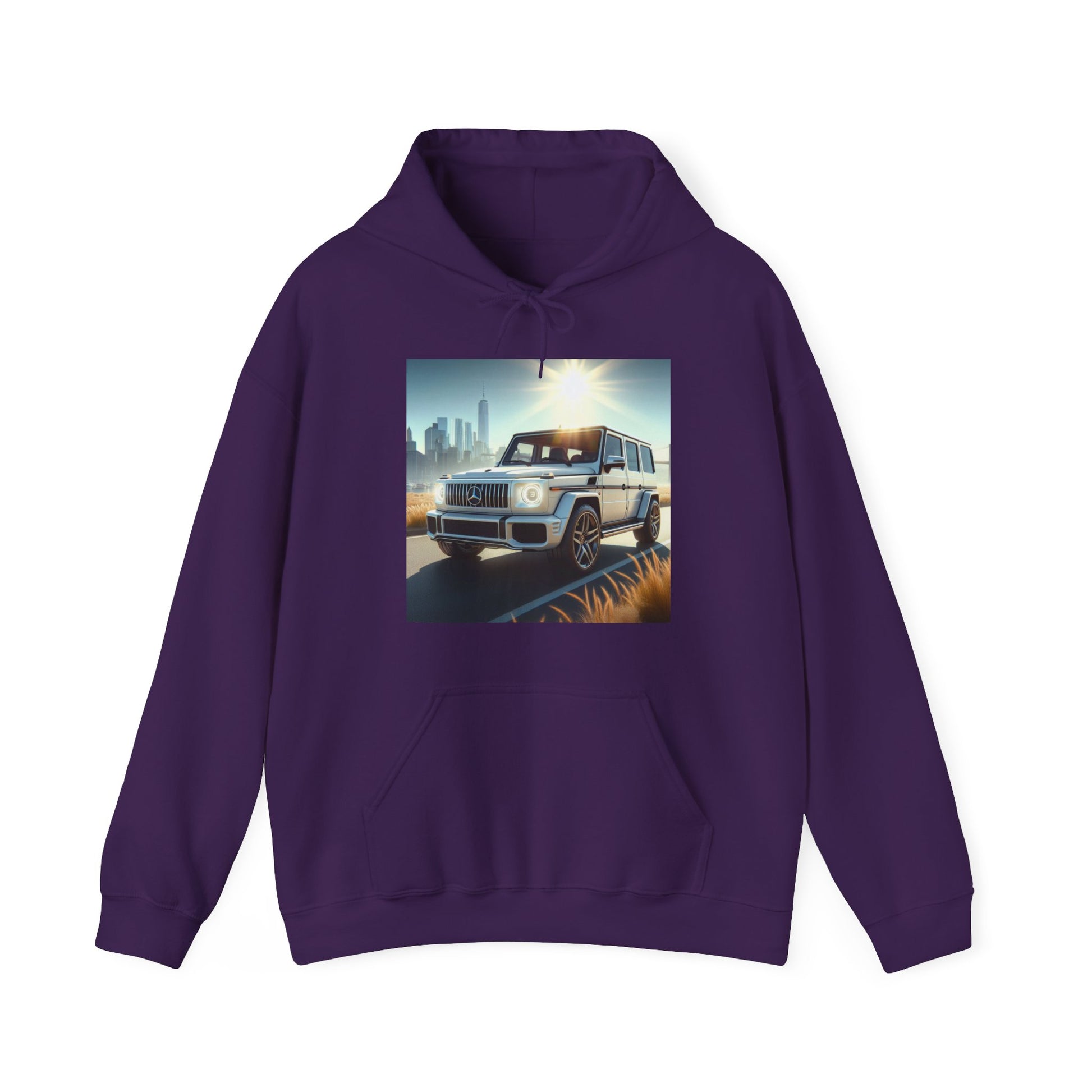 White G-Wagon Hoodie Hoodie Printify Purple S