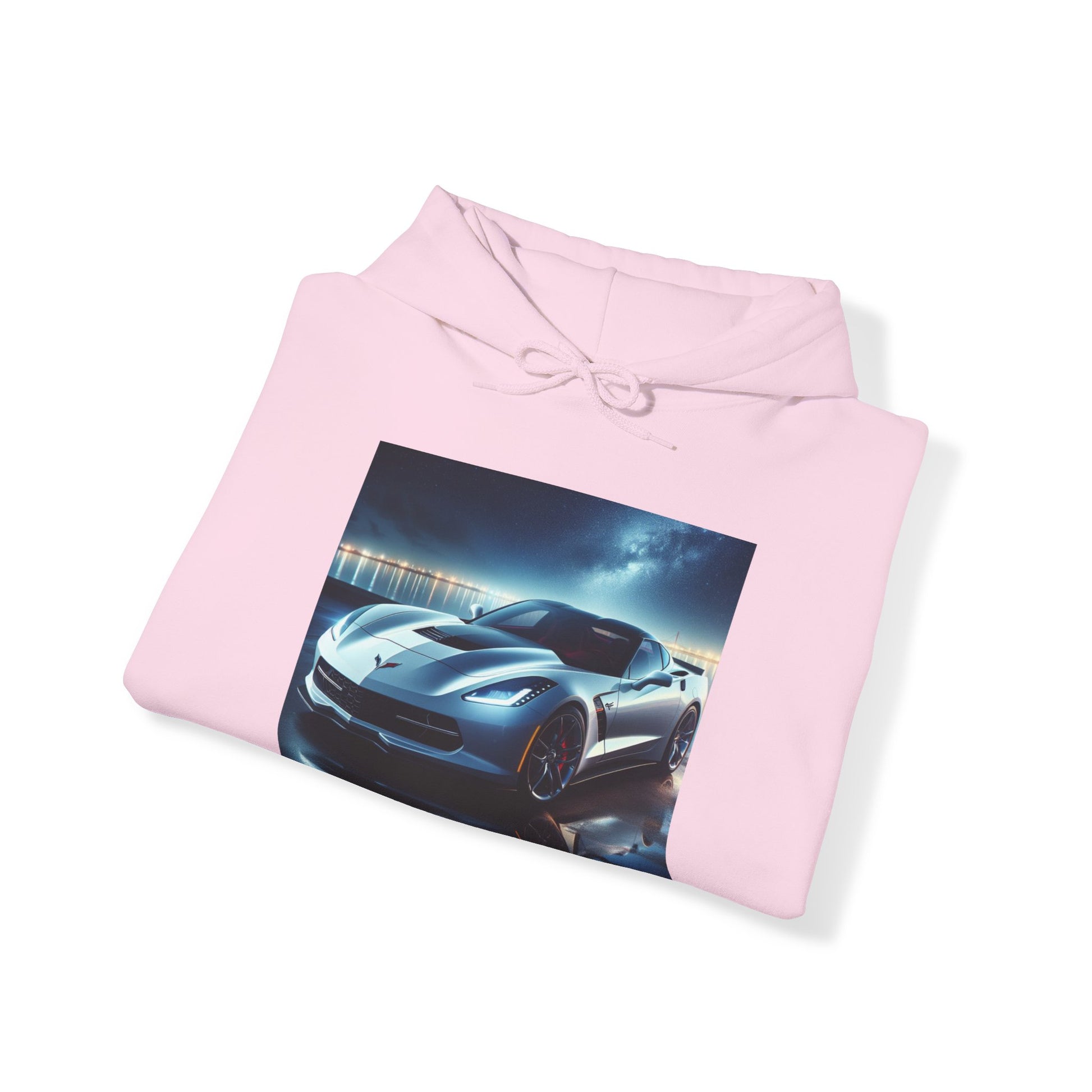 White Corvette Hoodie Hoodie Printify