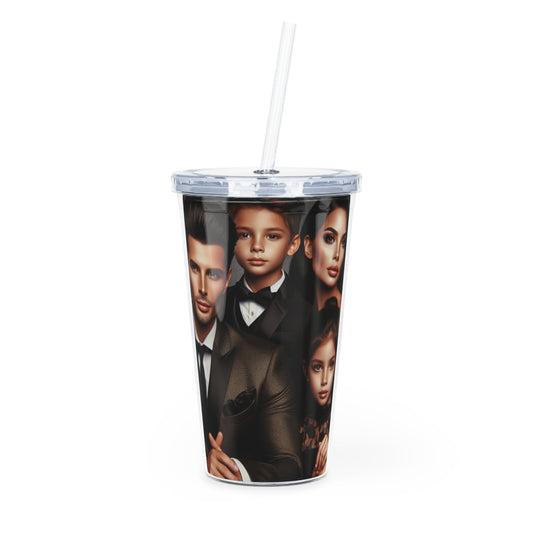 Family Portrait Tumbler with Straw Mug Printify 20oz Transparent