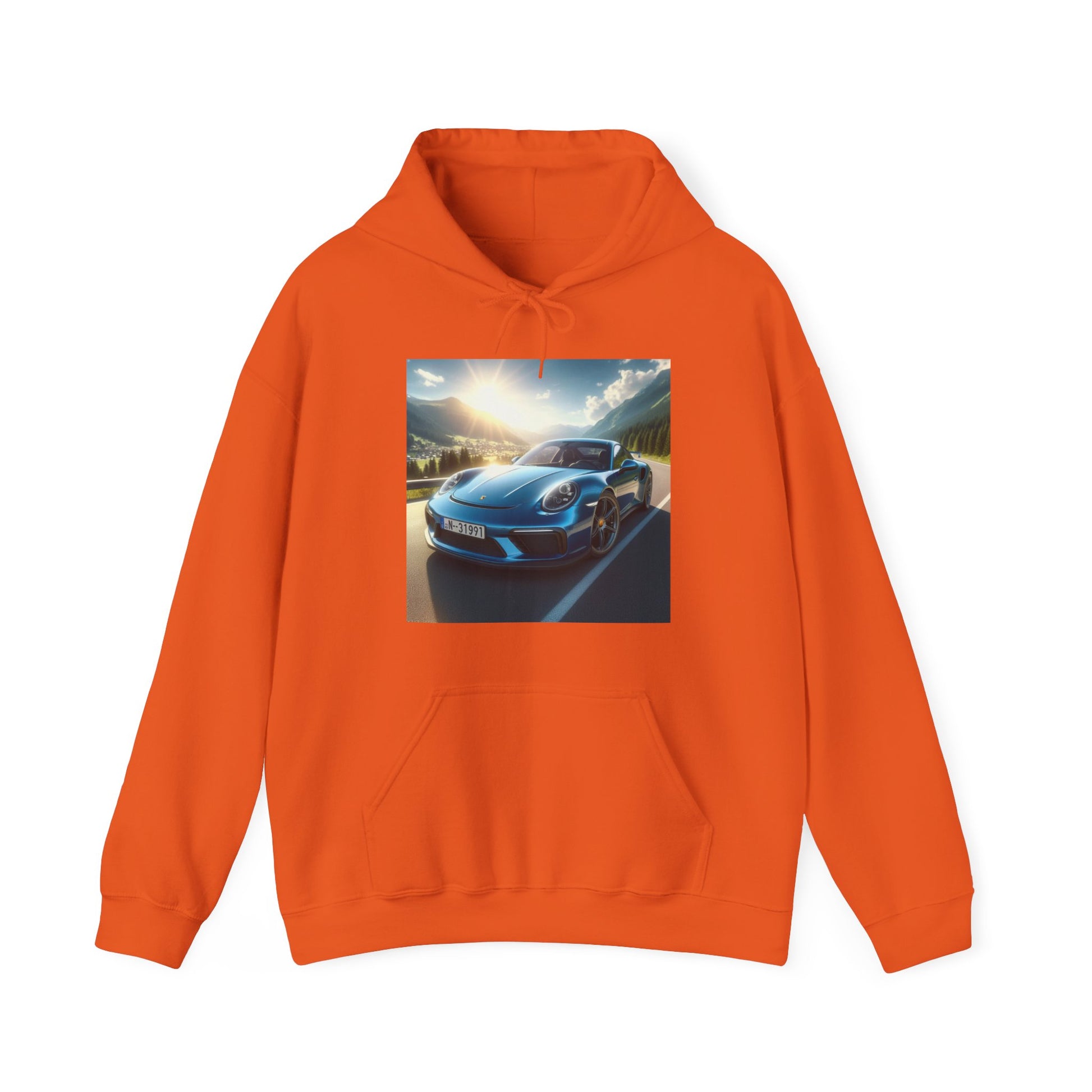 Blue Porsche Hoodie Hoodie Printify Orange S