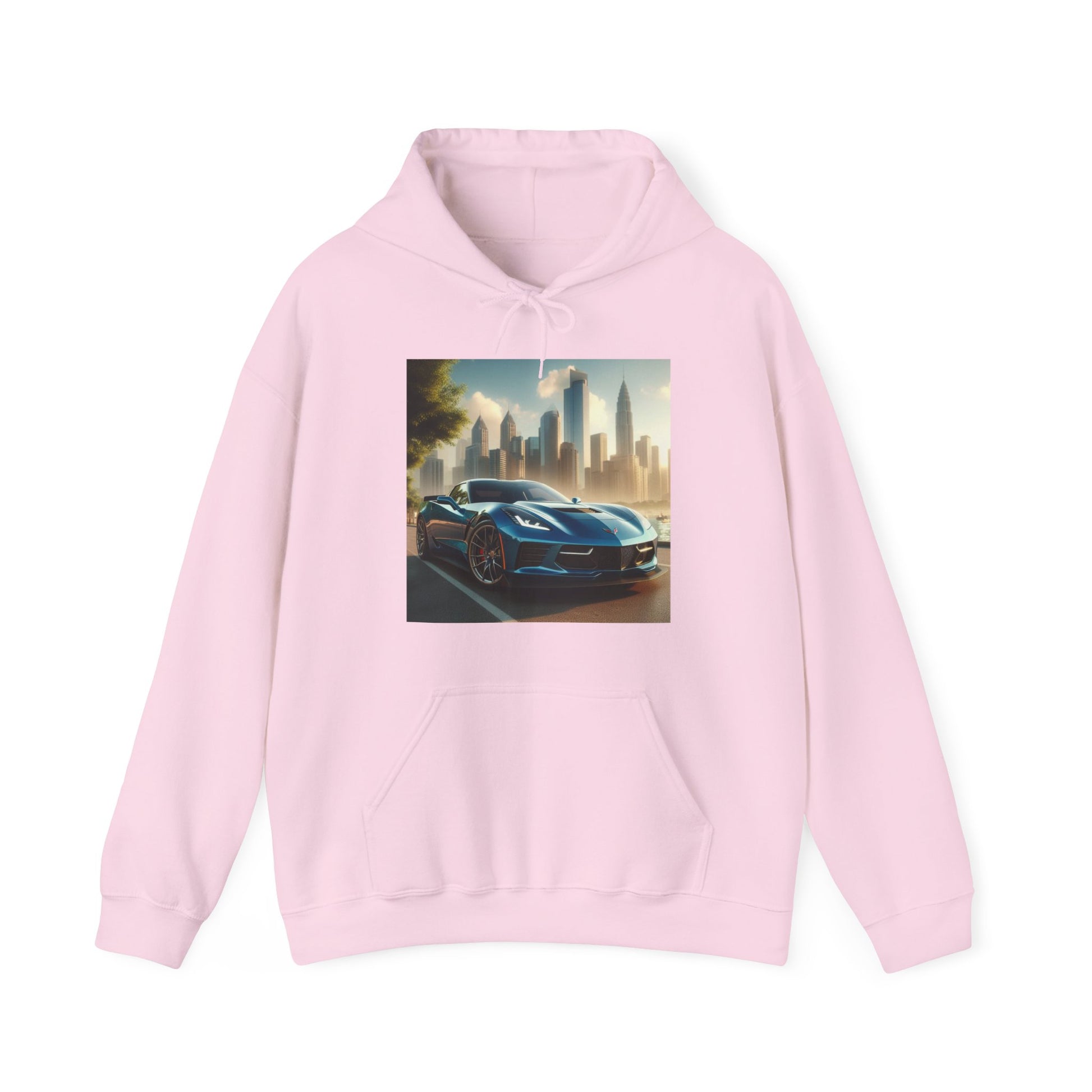 Blue Corvette Hoodie Hoodie Printify Light Pink S