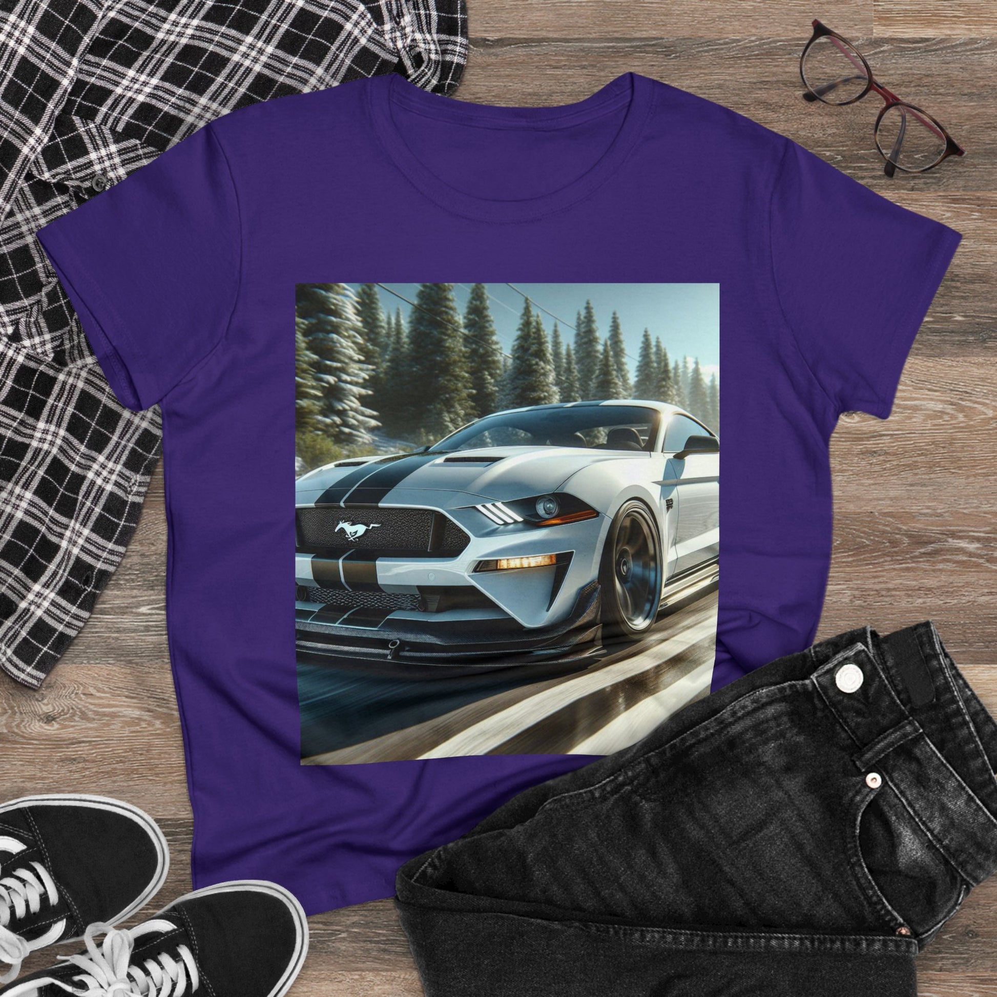 White Mustang T-Shirt T-Shirt Printify