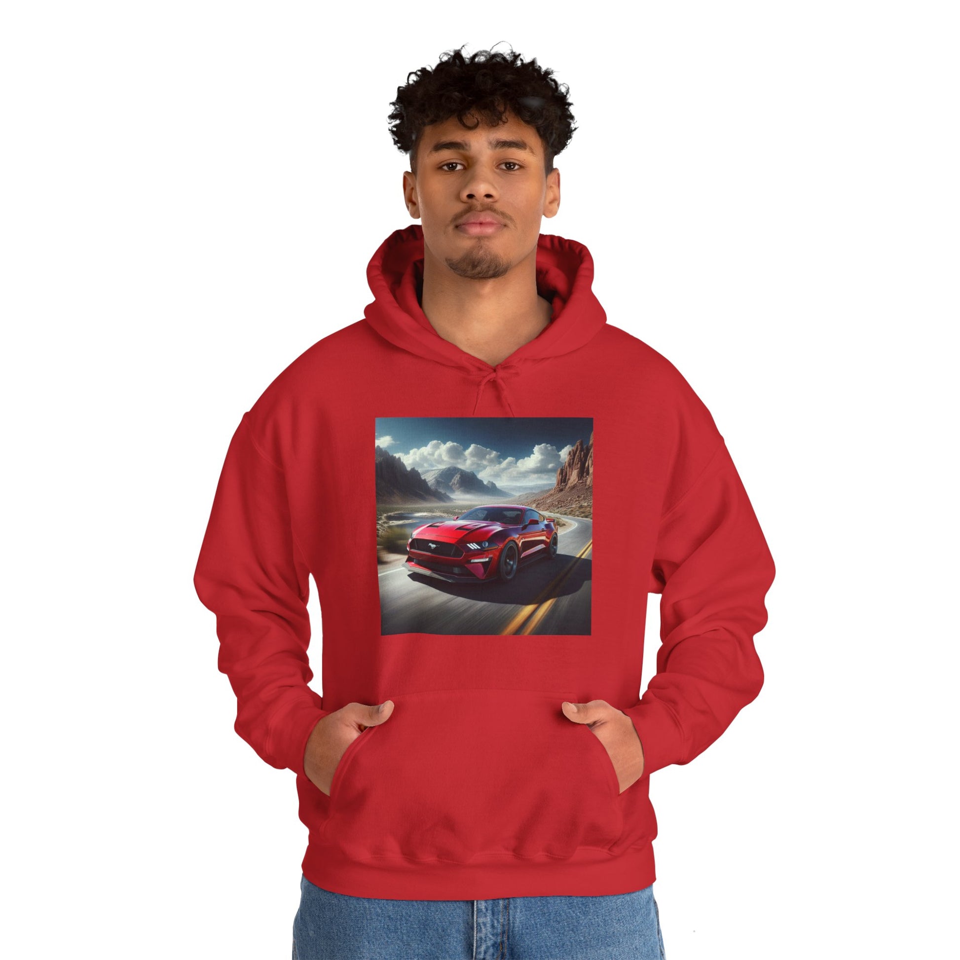 Red Mustang Hoodie Hoodie Printify
