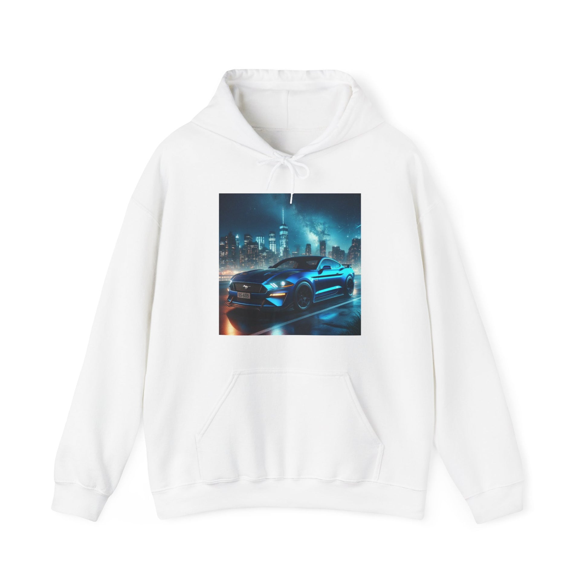 Blue Mustang Hoodie Hoodie Printify White S