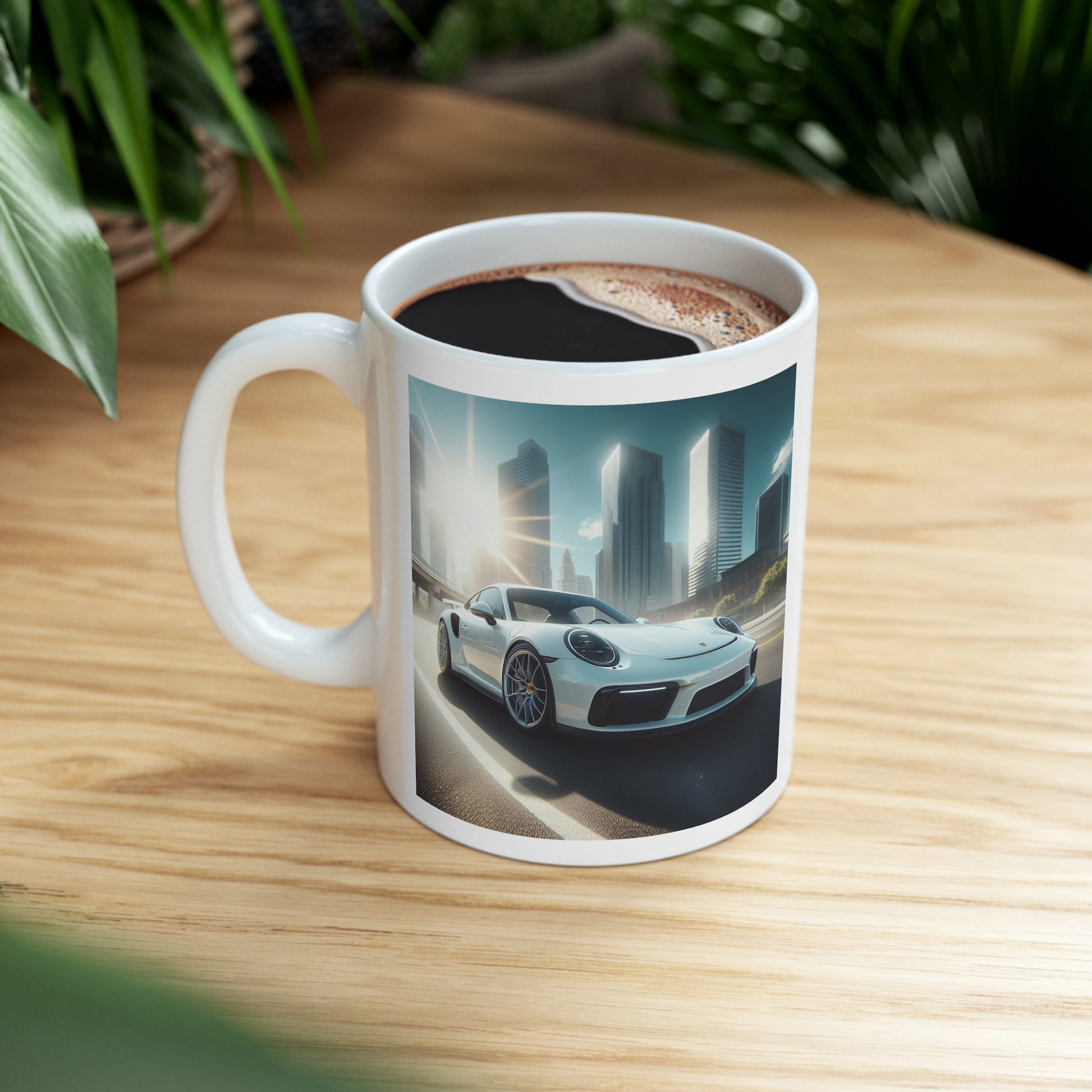 White Porsche Mug Mug Printify