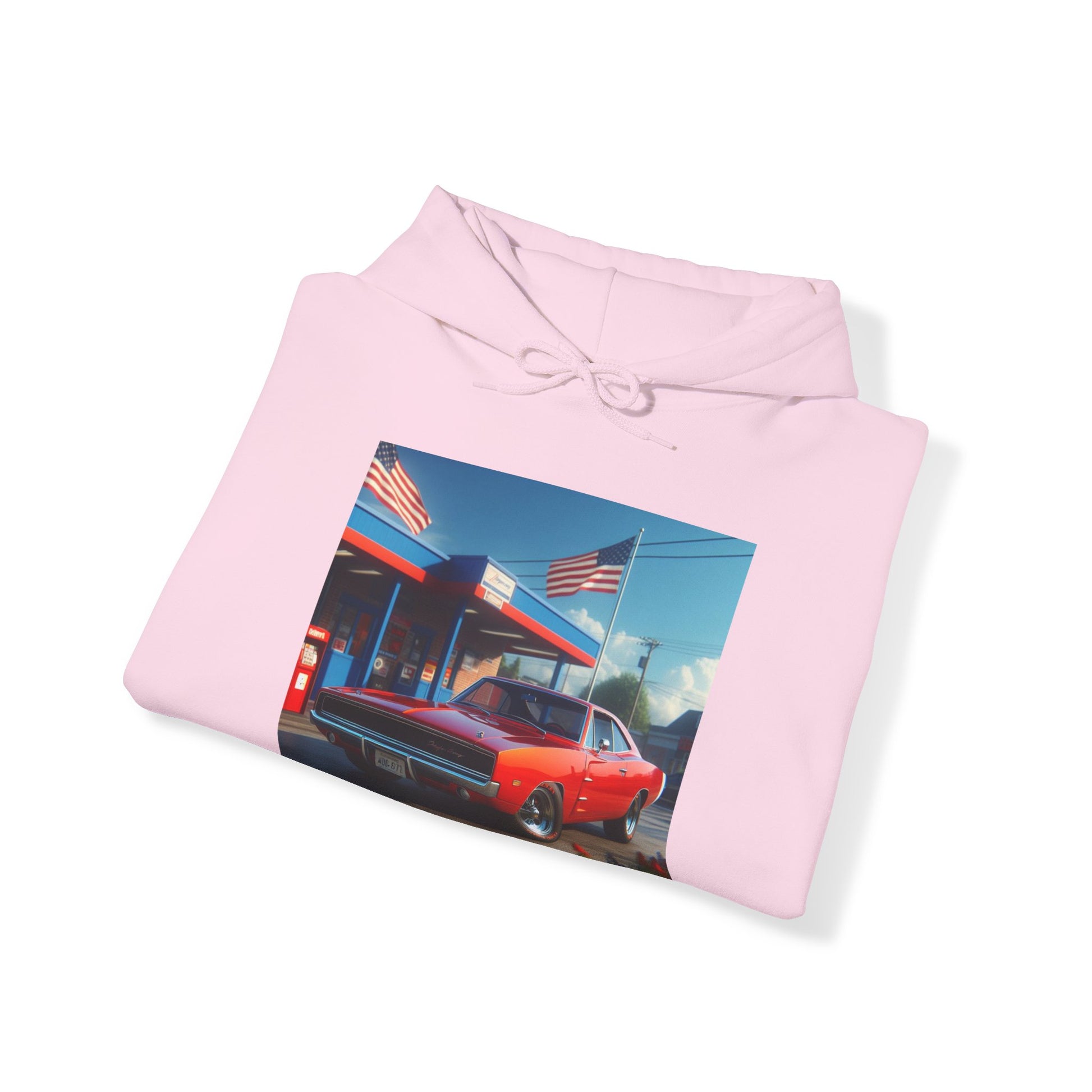 1970 Red Dodge Charger Hoodie Hoodie Printify