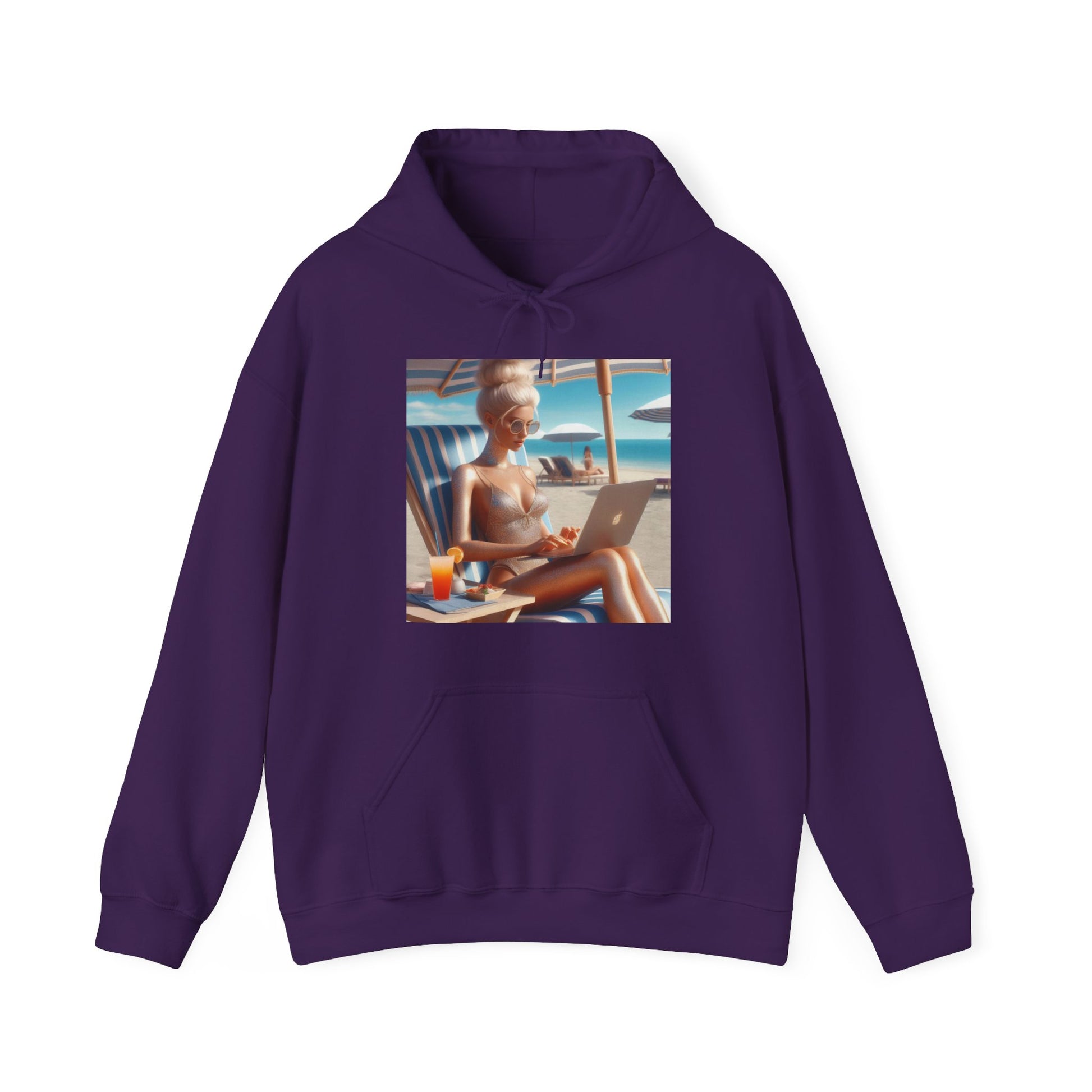 Work Day at the Beach Hoodie Hoodie Printify Purple S
