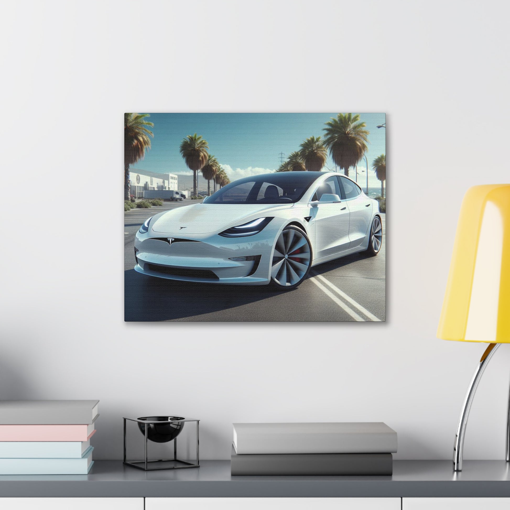 White Tesla Canvas Canvas Printify 20″ x 16″ (Horizontal) 0.75''