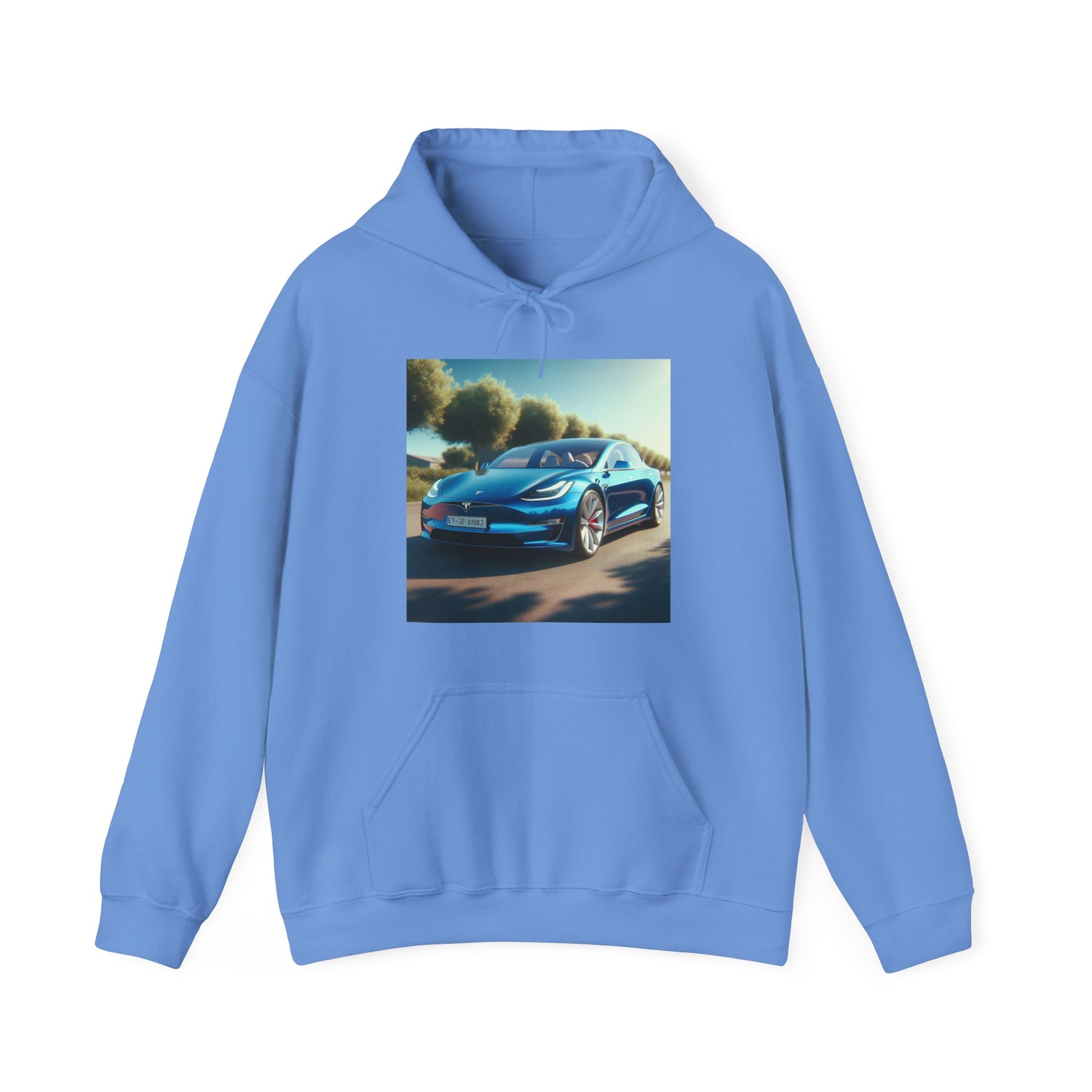 Blue Tesla Hoodie Hoodie Printify Carolina Blue S