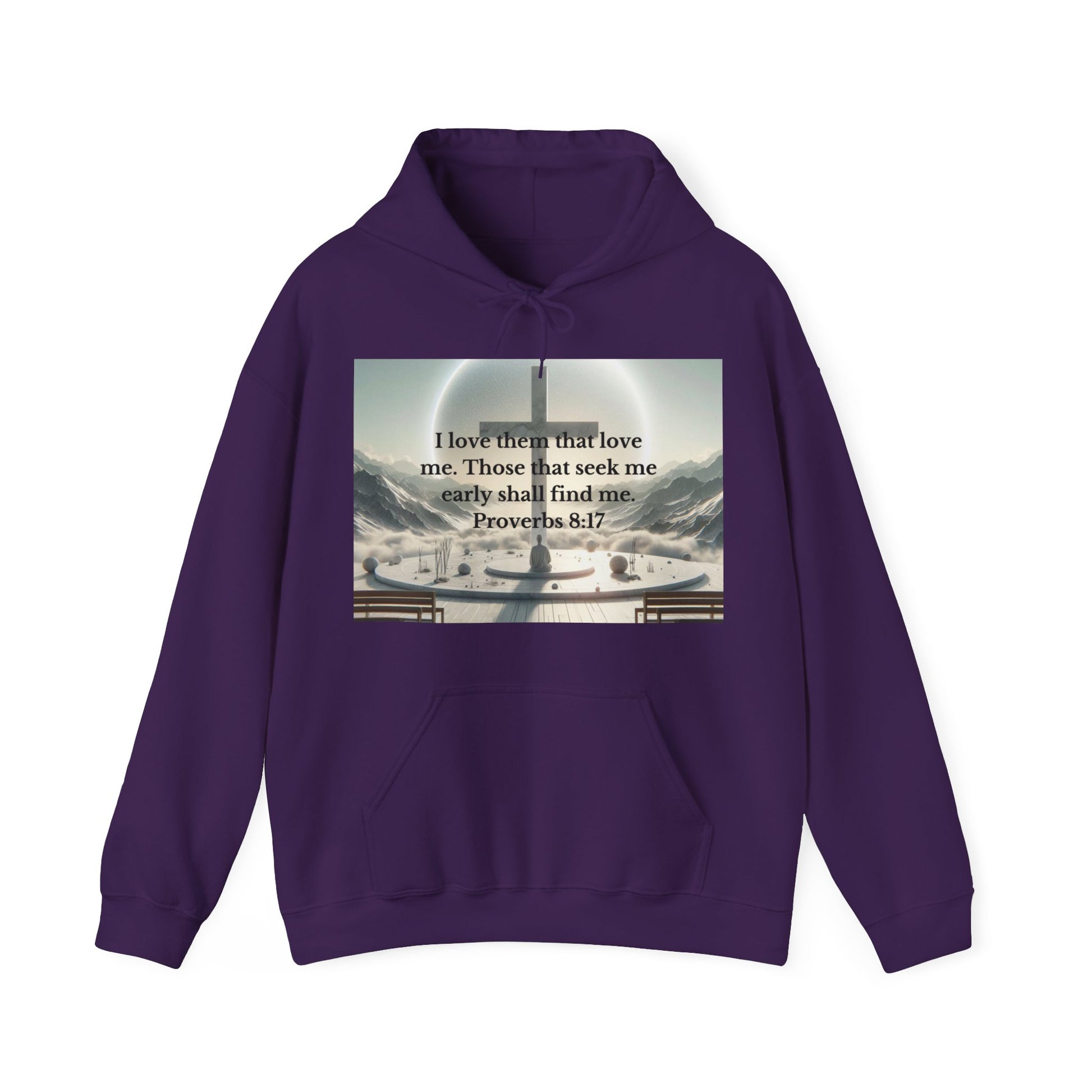 Proverbs 8:17 Hoodie Hoodie Printify Purple S
