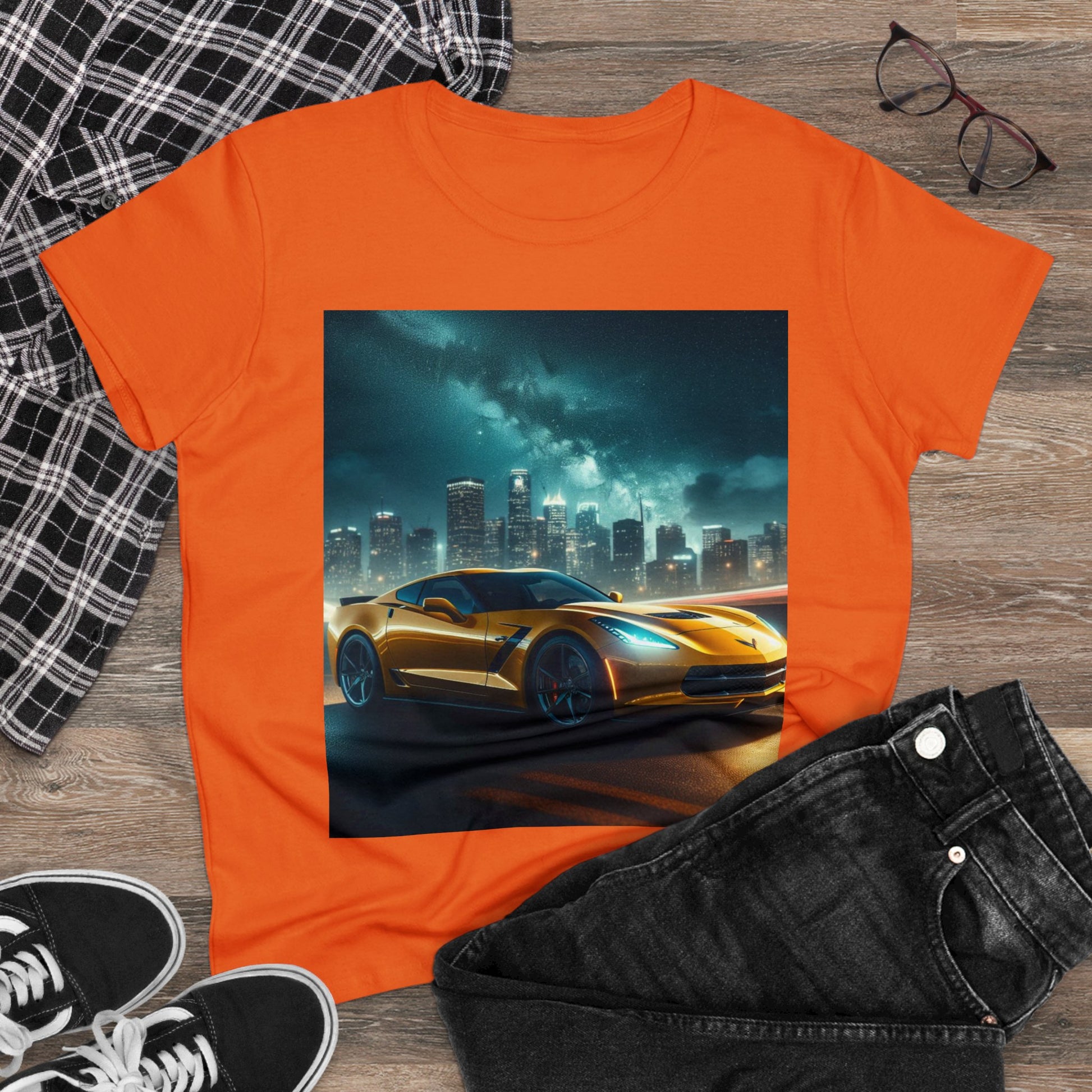 Yellow Corvette T-Shirt T-Shirt Printify