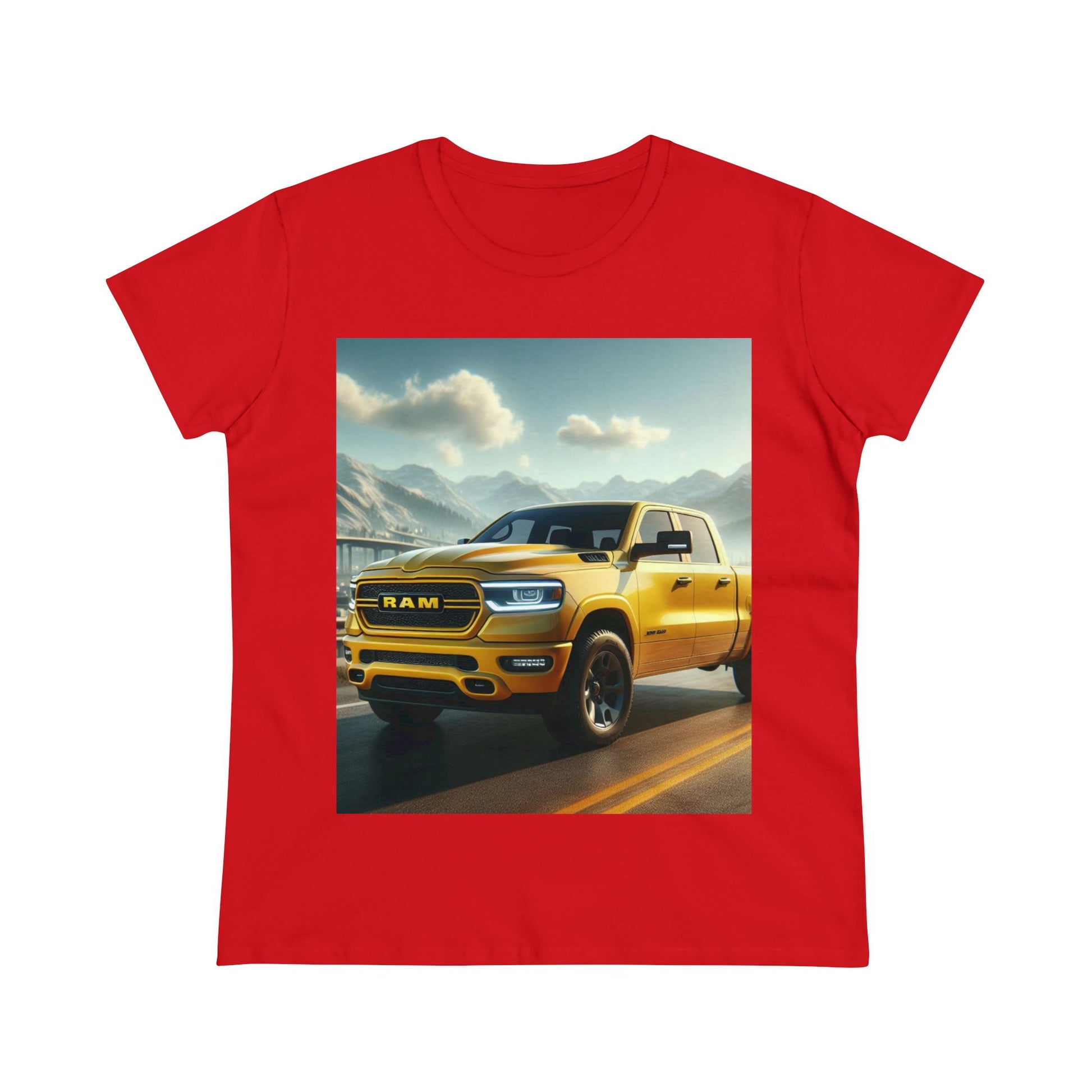 Yellow Dodge Ram T-Shirt T-Shirt Printify Red S