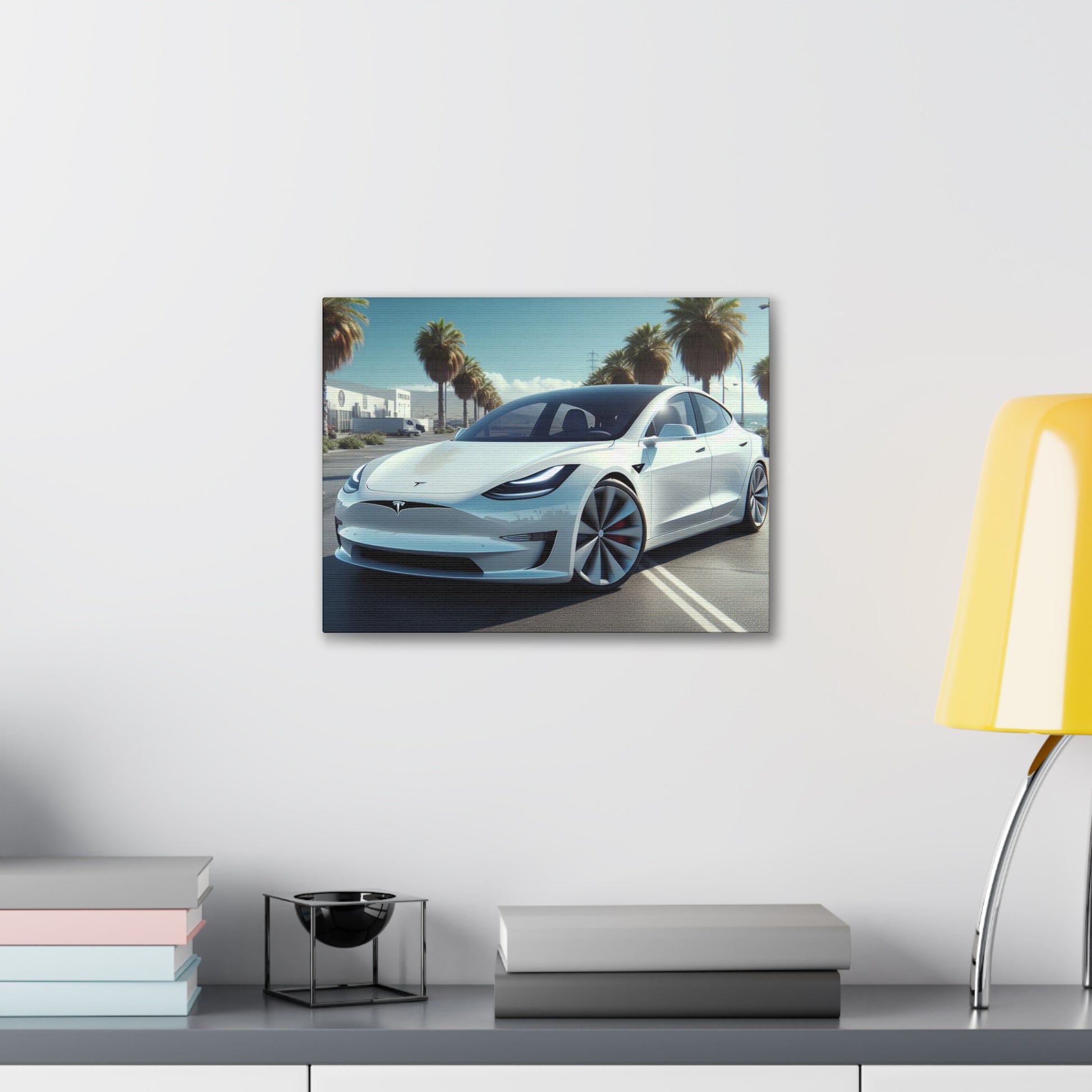 White Tesla Canvas Canvas Printify 16″ x 12″ (Horizontal) 0.75''