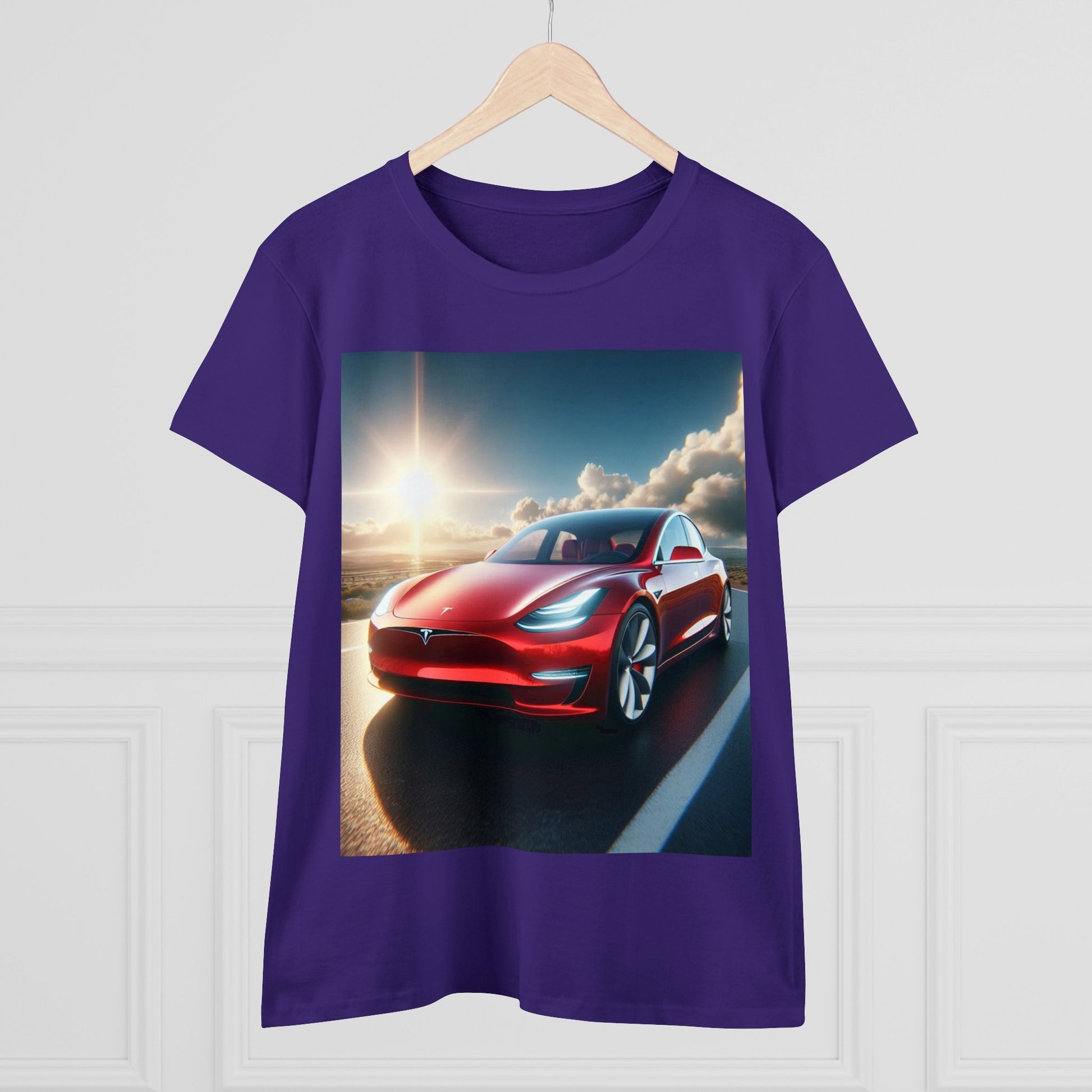 Red Tesla T-Shirt T-Shirt Printify