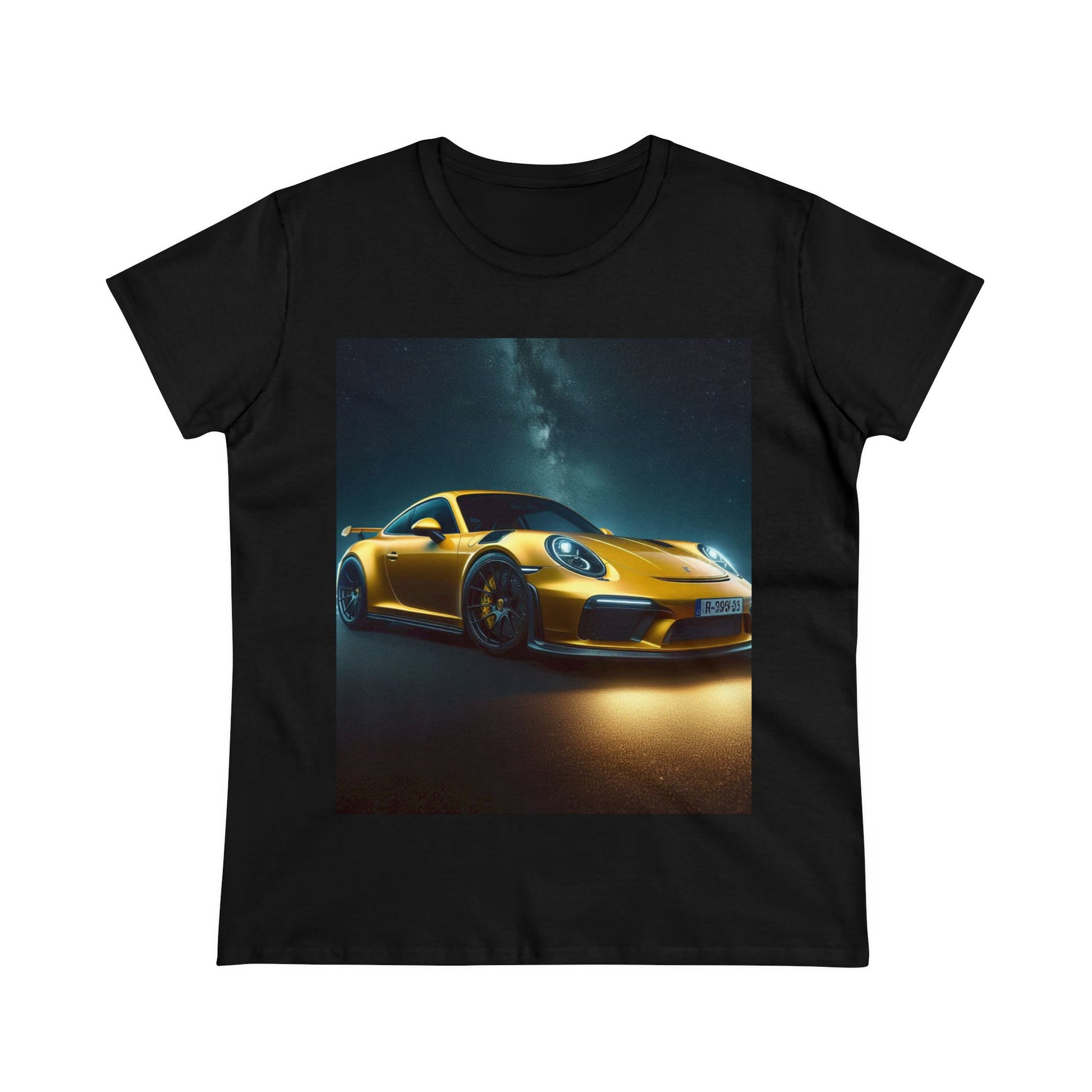 Yellow Porsche T-Shirt T-Shirt Printify Black S