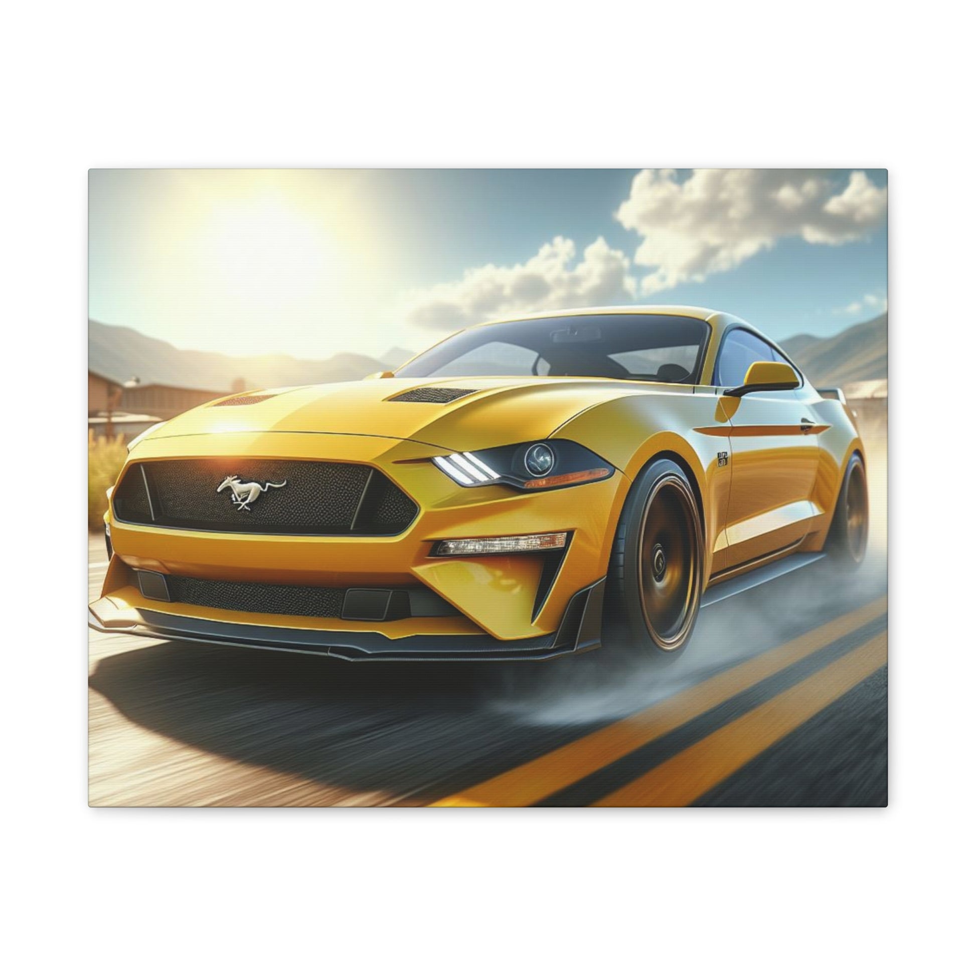Yellow Mustang Canvas Canvas Printify