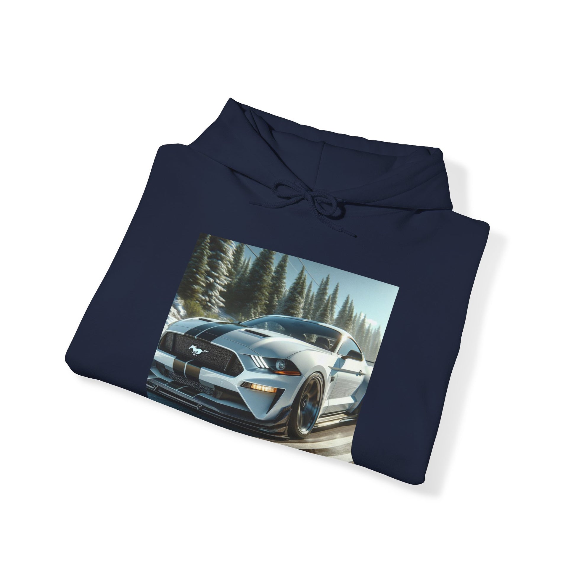 White Mustang Hoodie Hoodie Printify