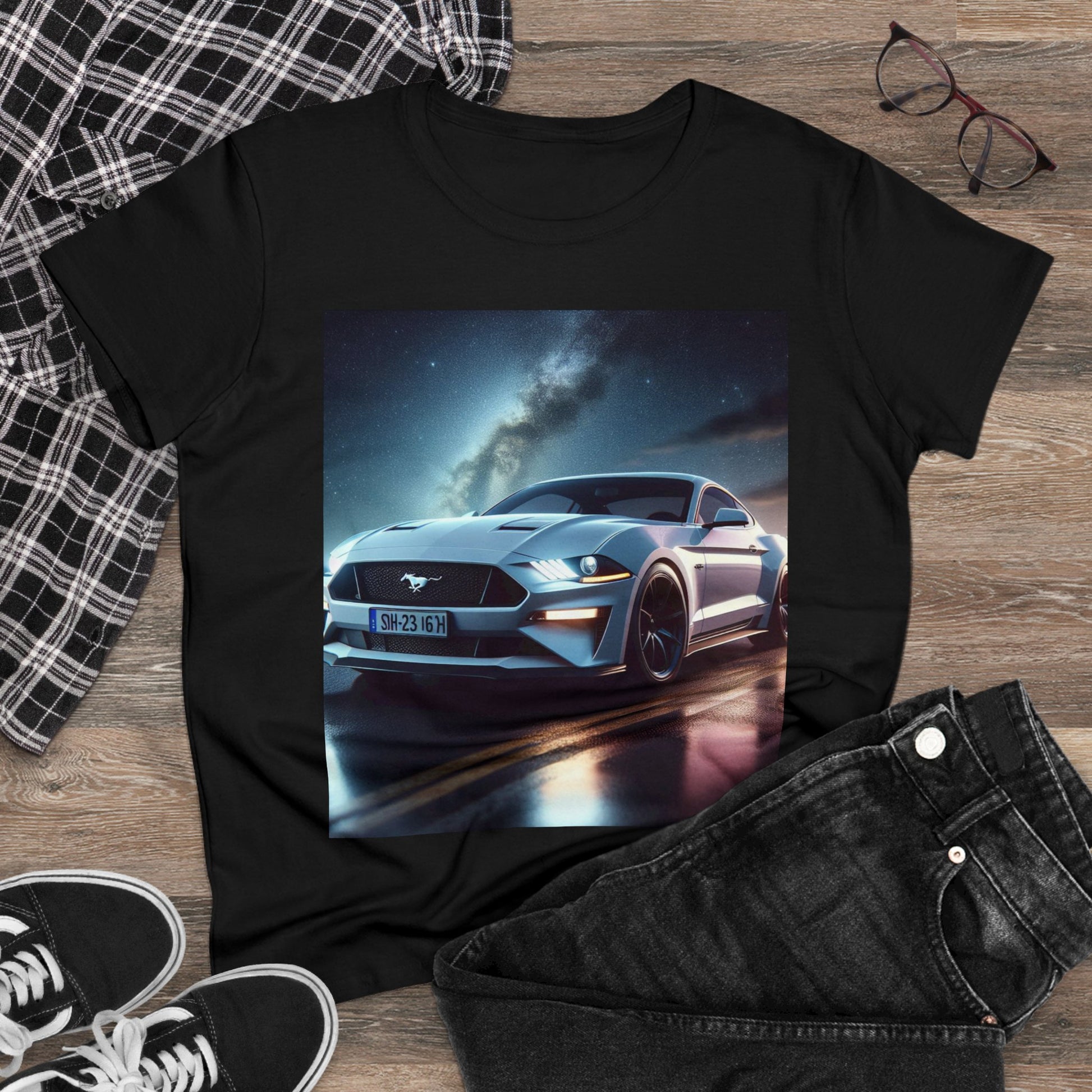 White Mustang T-Shirt T-Shirt Printify